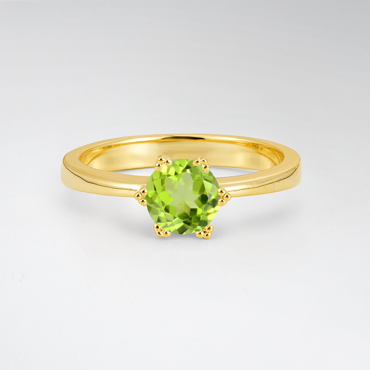 Classic Round Cut Peridot Solitaire Engagement Ring - Additional view