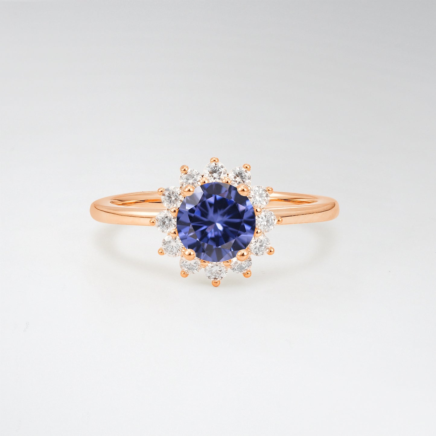 1CT Vintage Round Cut Tanzanite Sunflower Halo Engagement Ring - Additional view