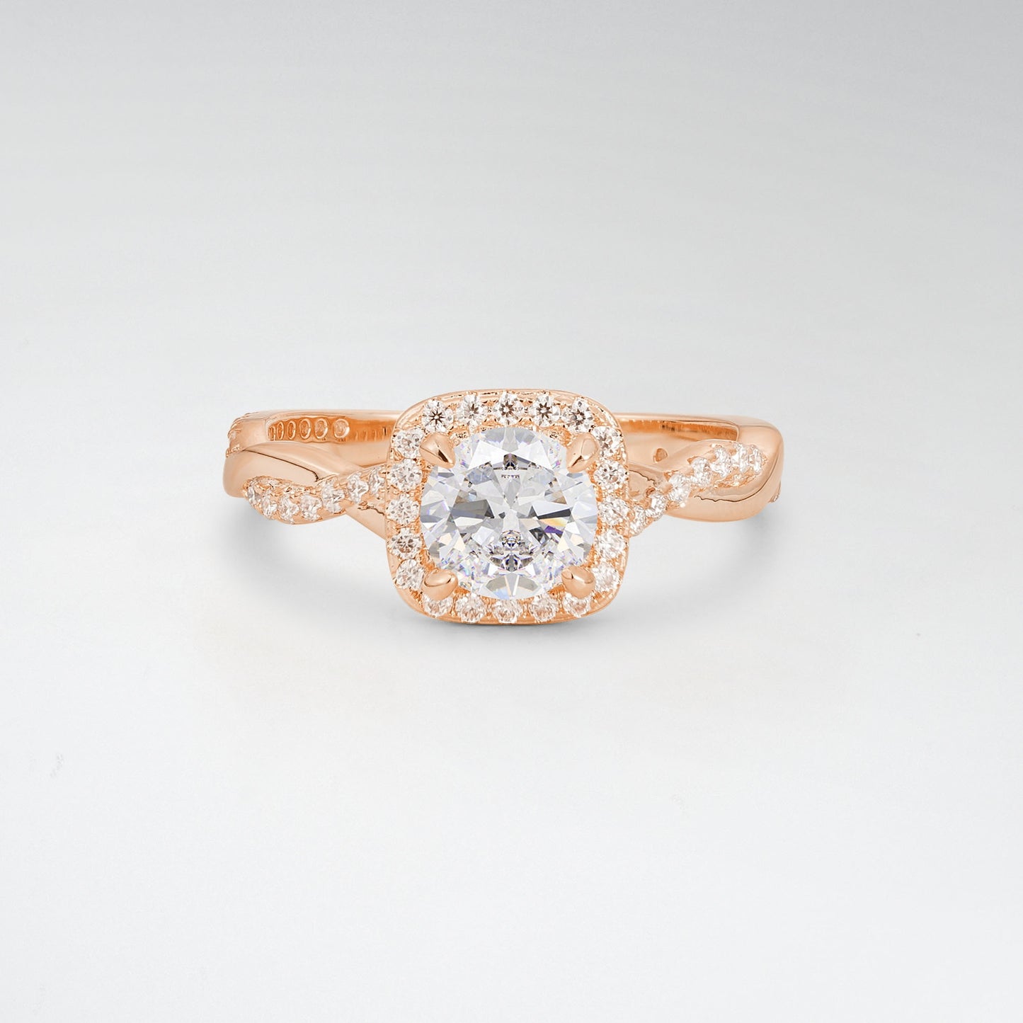 Halo Round Cut Moissanite Twisted Pave Engagement Ring - Additional view