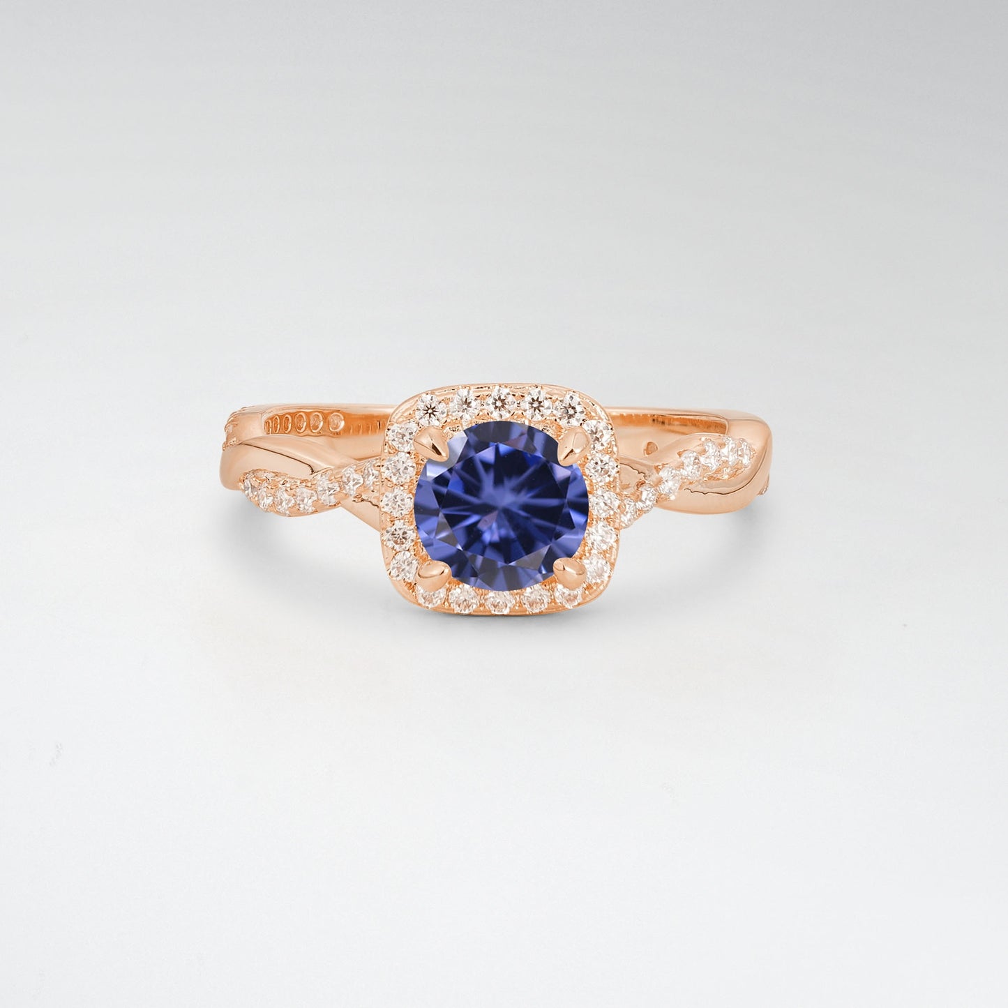 Halo Round Cut Tanzanite Twisted Pave Engagement Ring - Additional view
