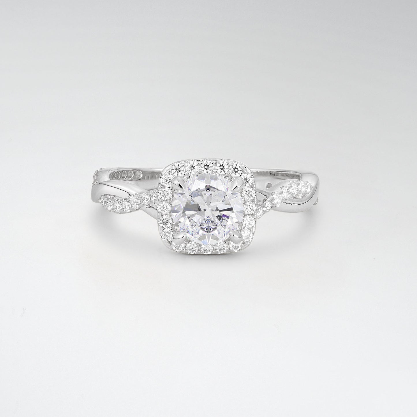 Halo Round Cut Moissanite Twisted Pave Engagement Ring - Additional view