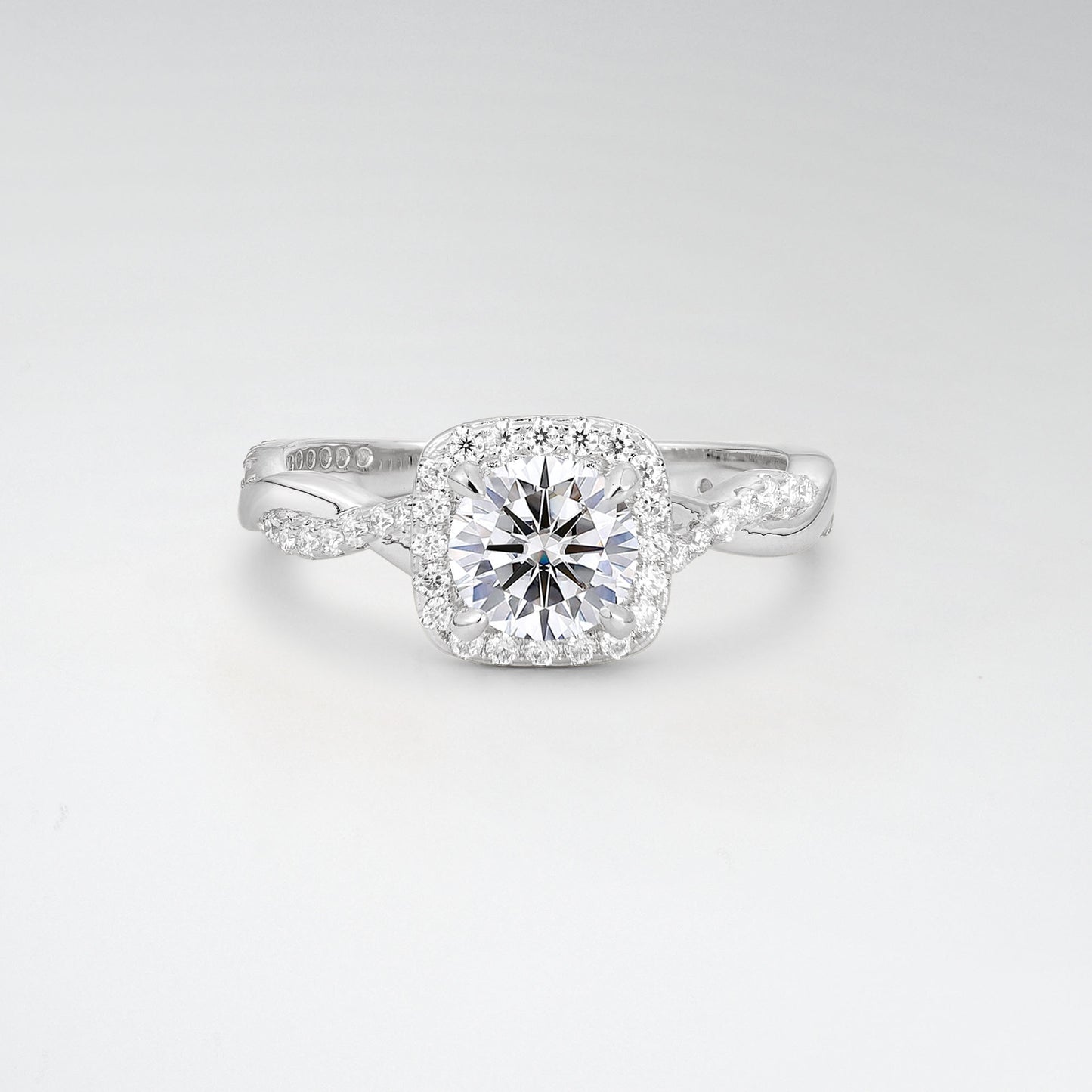 Halo Round Cut Lab Diamond Twisted Pave Engagement Ring - Additional view