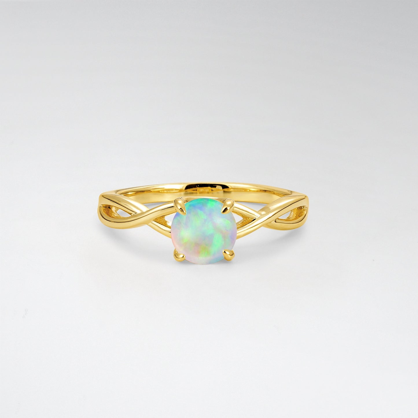 Round Cut Twisted Vine Opal Solitaire Engagement Ring - Additional view
