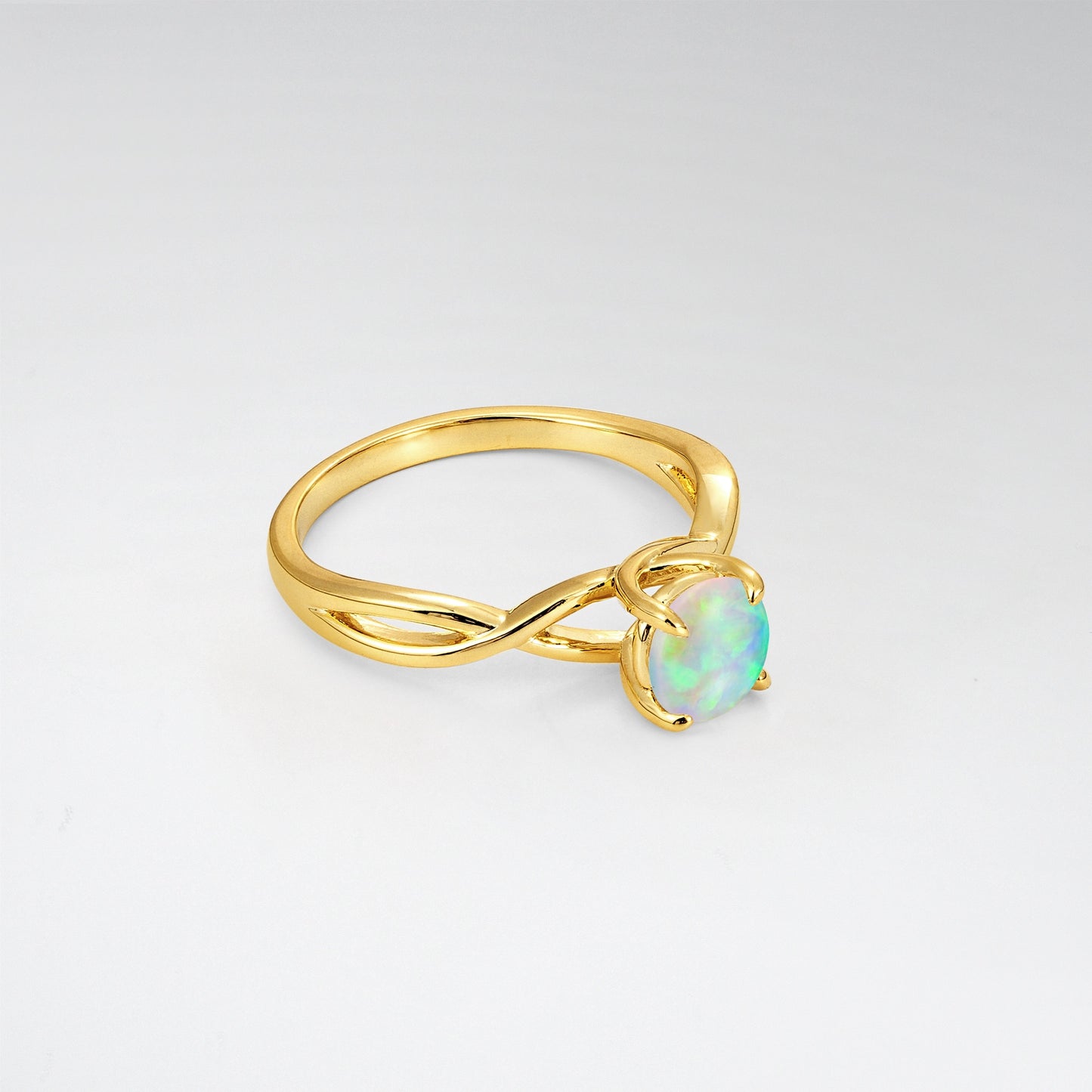 Round Cut Twisted Vine Opal Solitaire Engagement Ring - Additional view