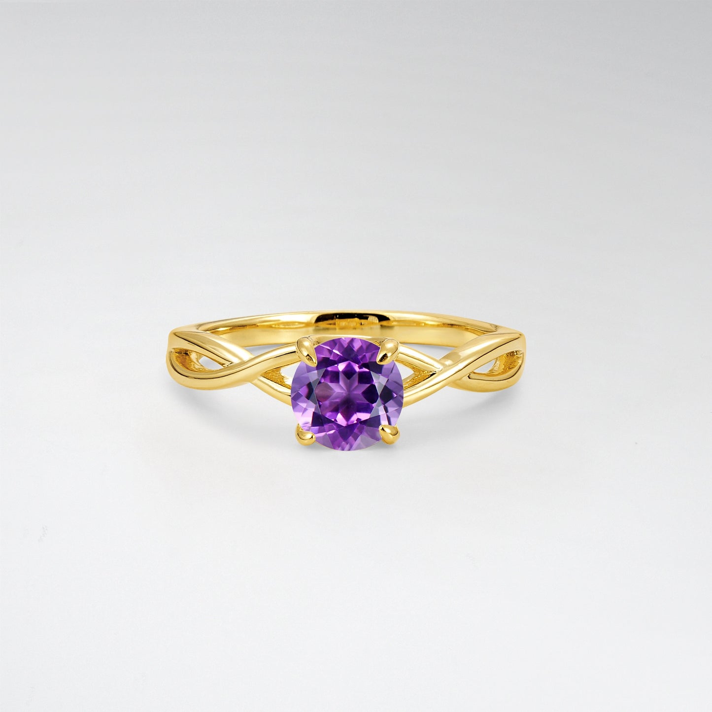 Round Cut Twisted Vine Amethyst Solitaire Engagement Ring - Additional view