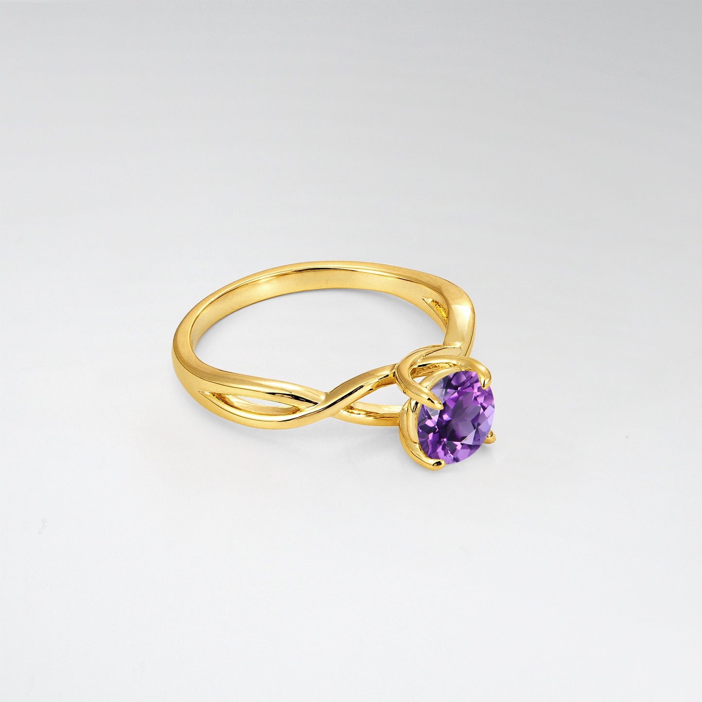 Round Cut Twisted Vine Amethyst Solitaire Engagement Ring - Additional view