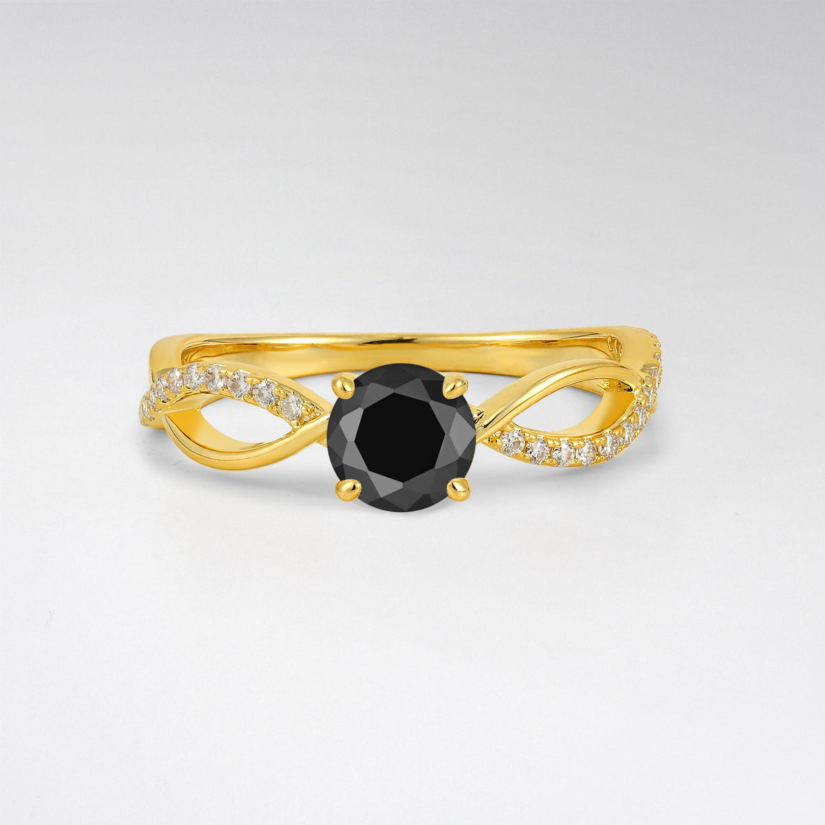 Modern Twist Shank Black Onyx Engagement Ring - Additional view