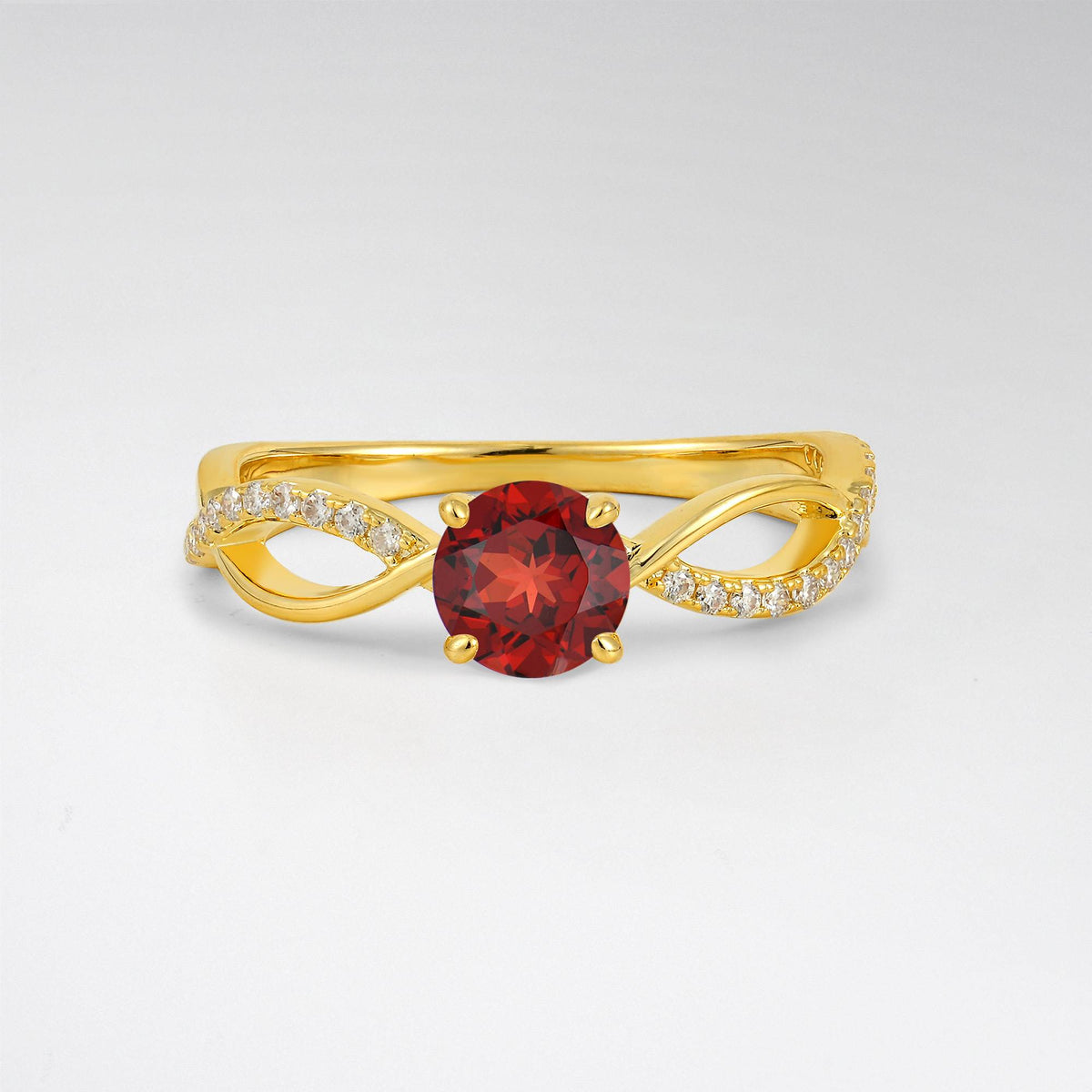 Modern Twist Shank Garnet Engagement Ring - Additional view