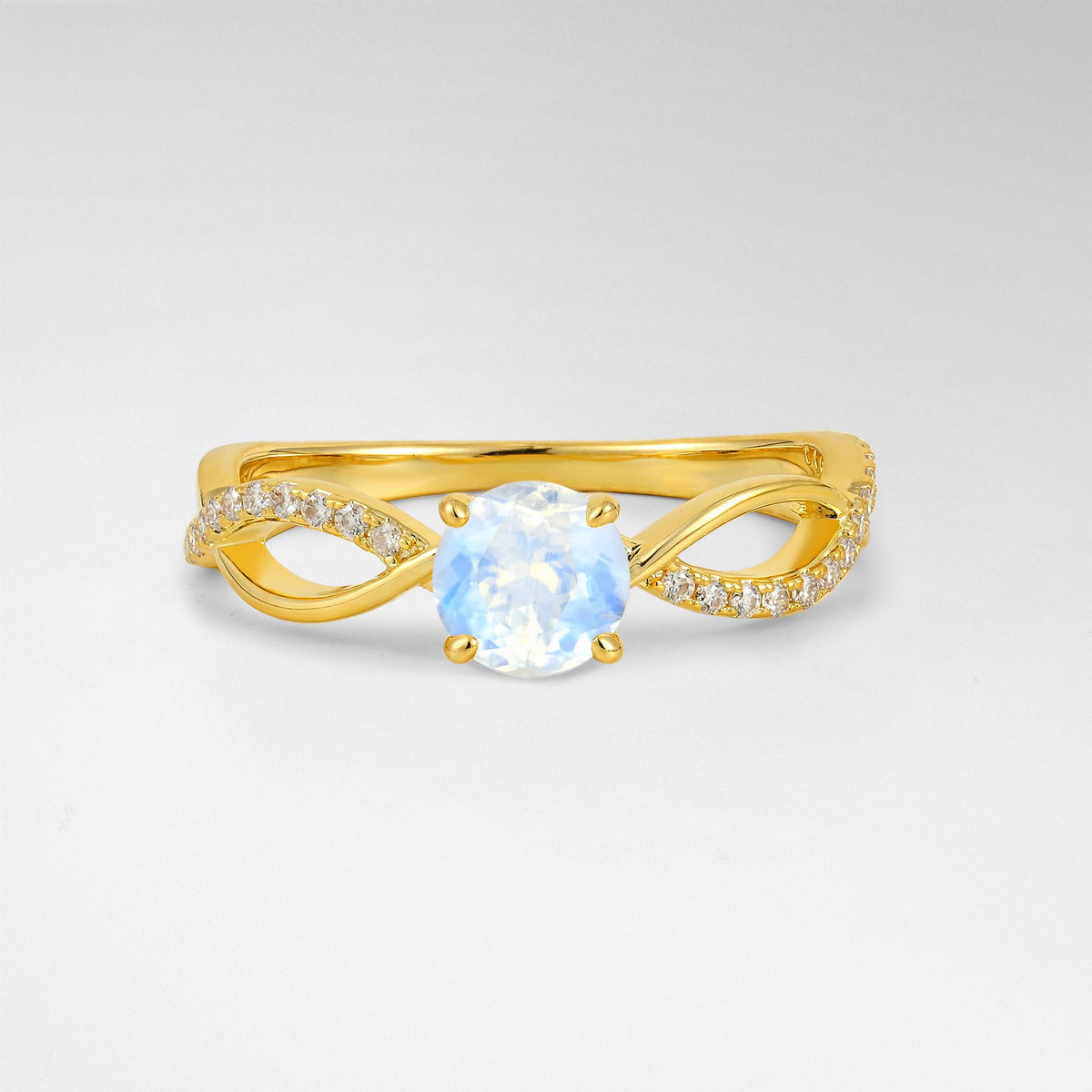 Modern Twist Shank Moonstone Engagement Ring - Additional view