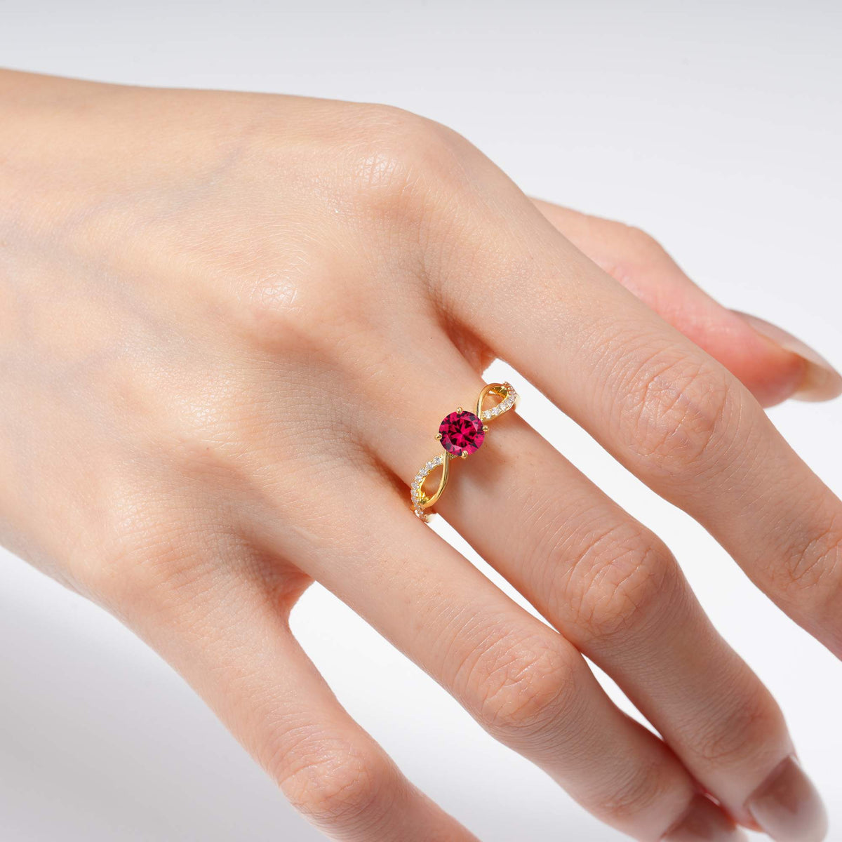Modern Twist Shank Ruby Engagement Ring - Additional view