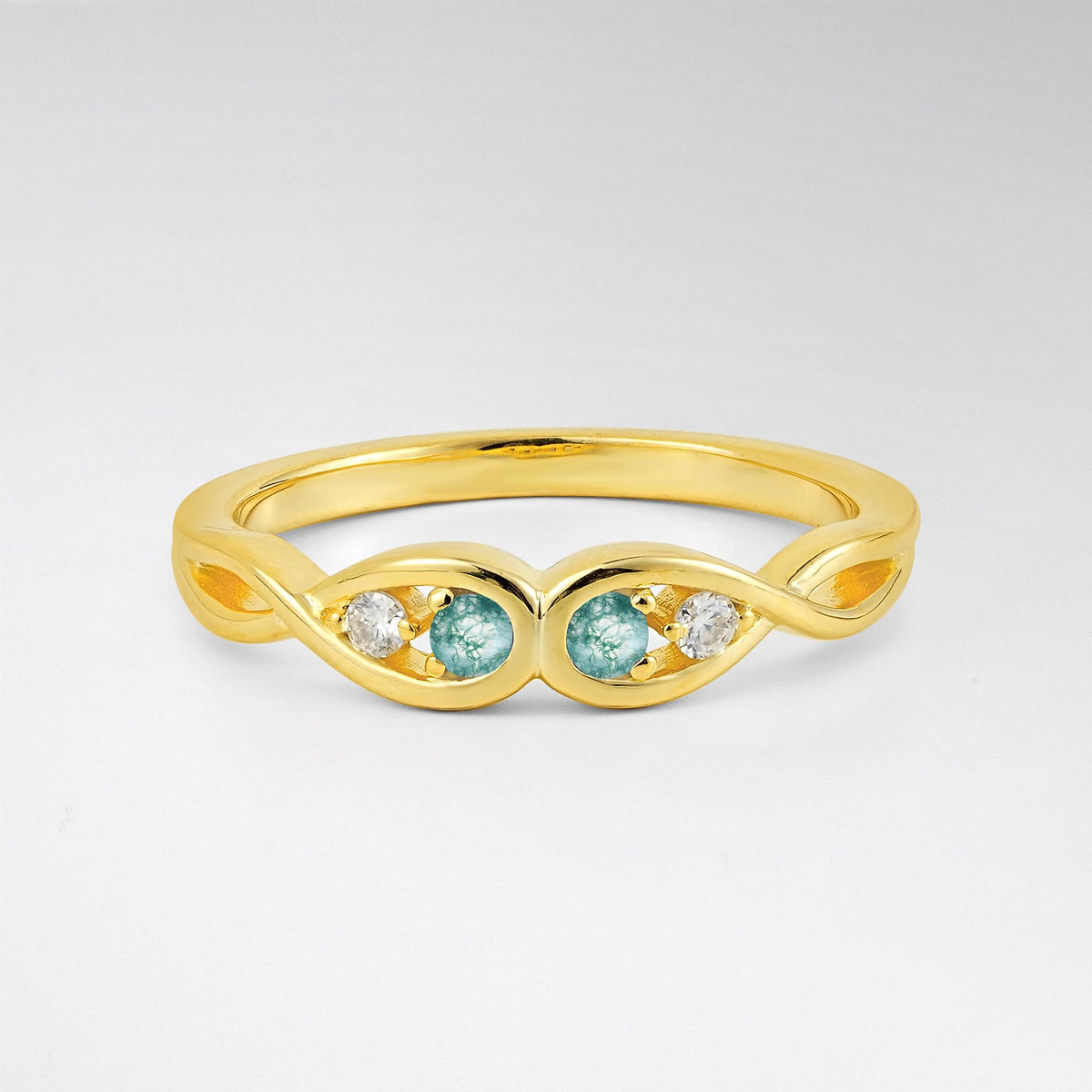 Infinity Double Moss Agate Promise Ring - Additional view