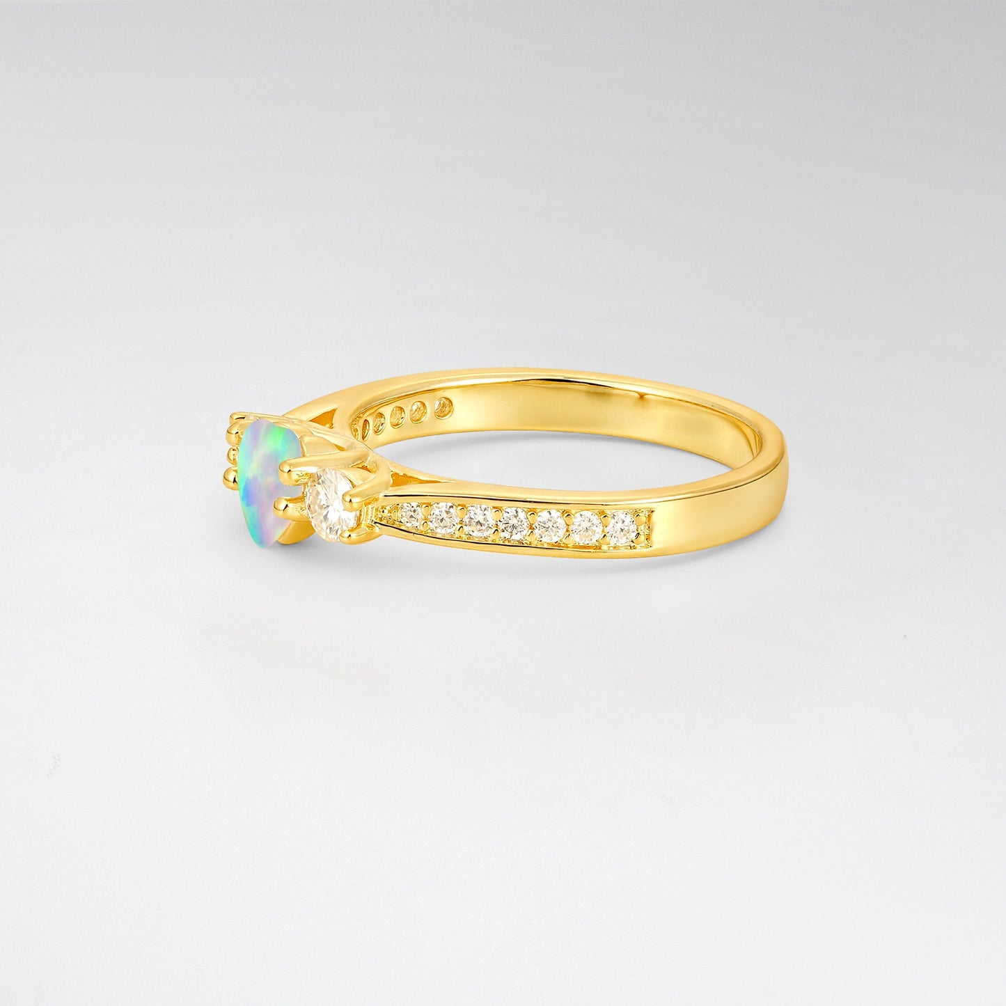 Three Stone Heart Cut Opal Promise Ring - Additional view