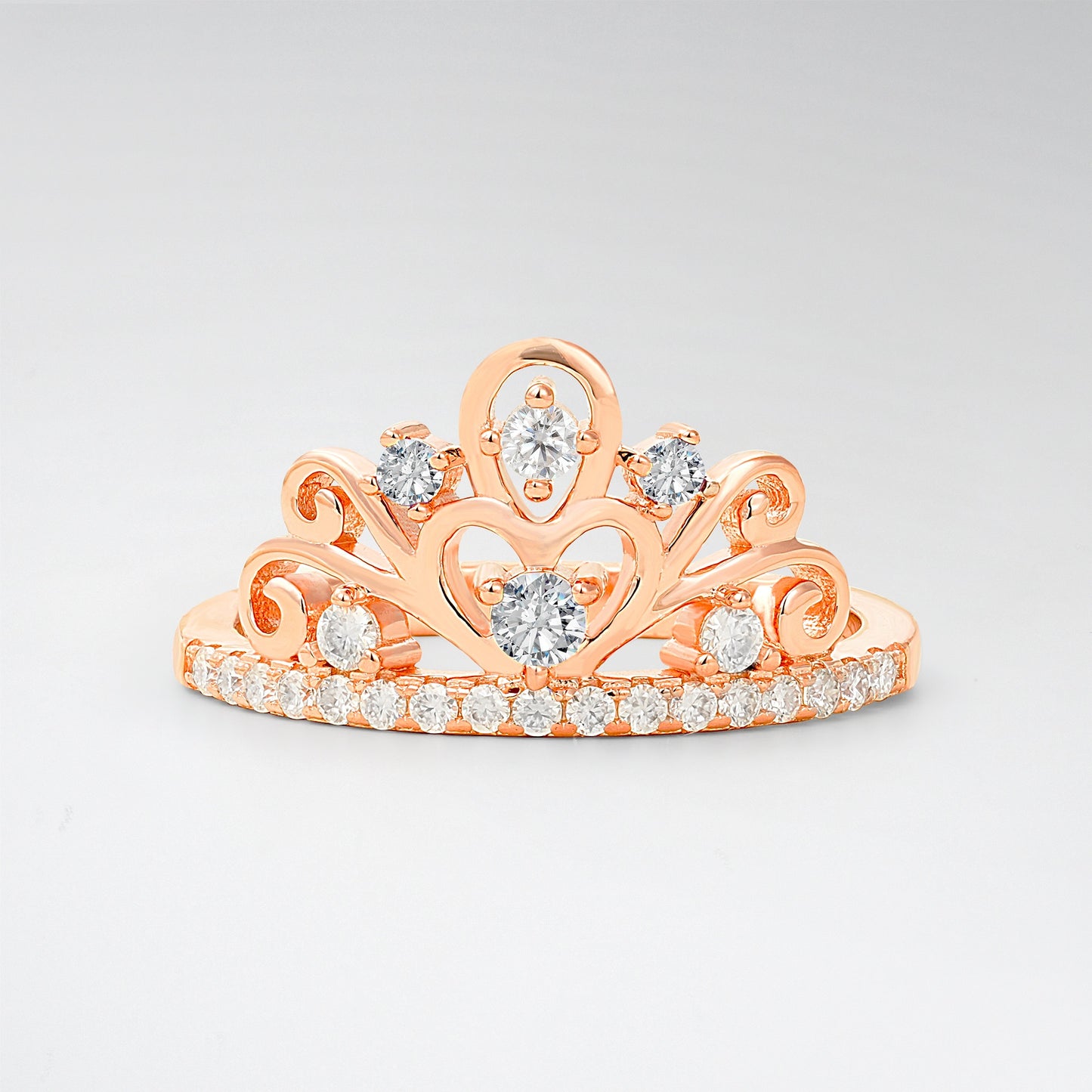 Vintage Round Cut Lab Diamond Heart Crown Fashion Ring - Additional view