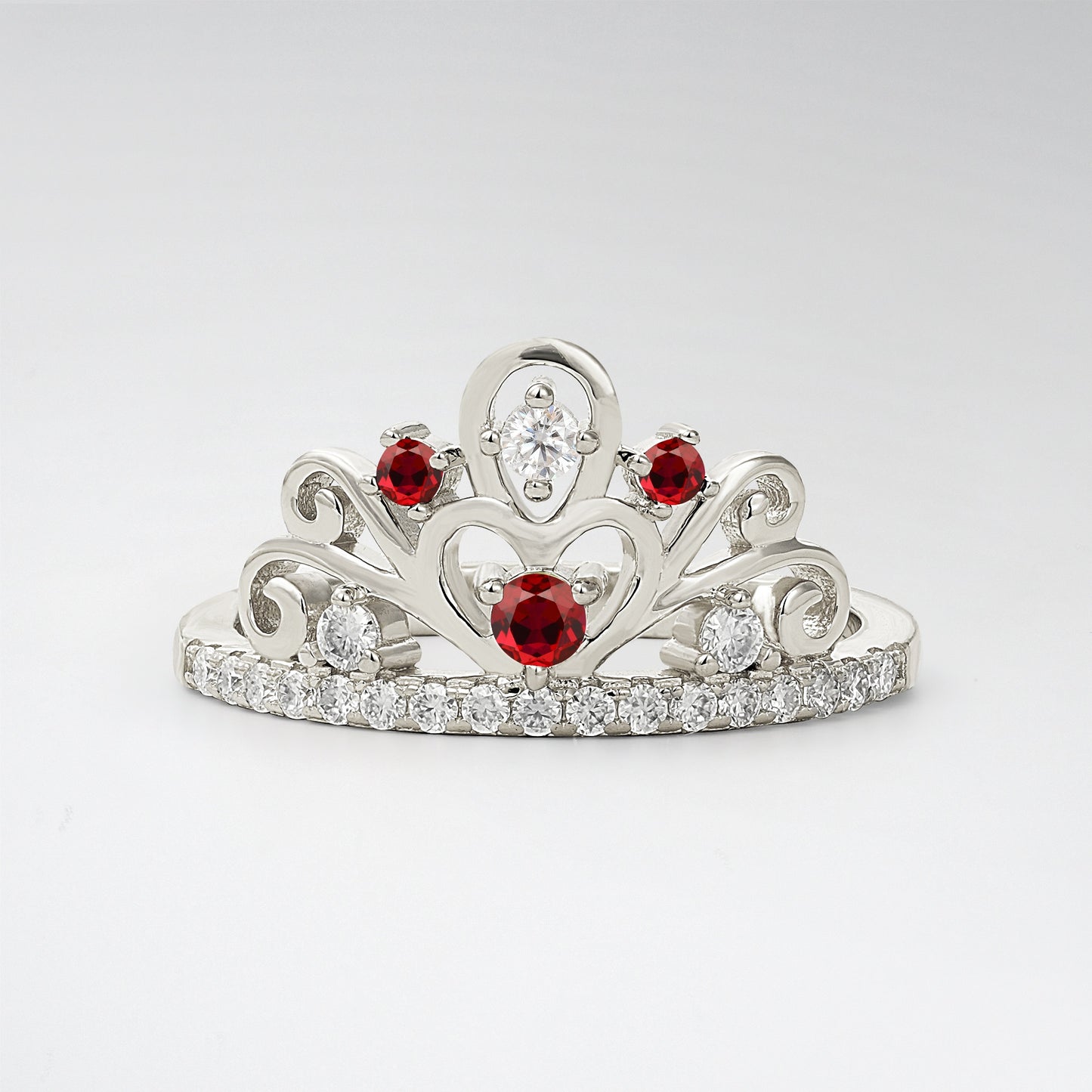 Vintage Round Cut Ruby Heart Crown Fashion Ring - Additional view