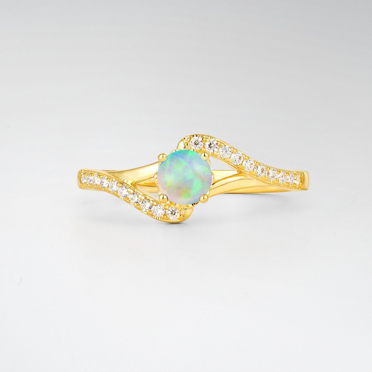 Unique Round Cut Opal Twist Engagement Ring for Her - Additional view