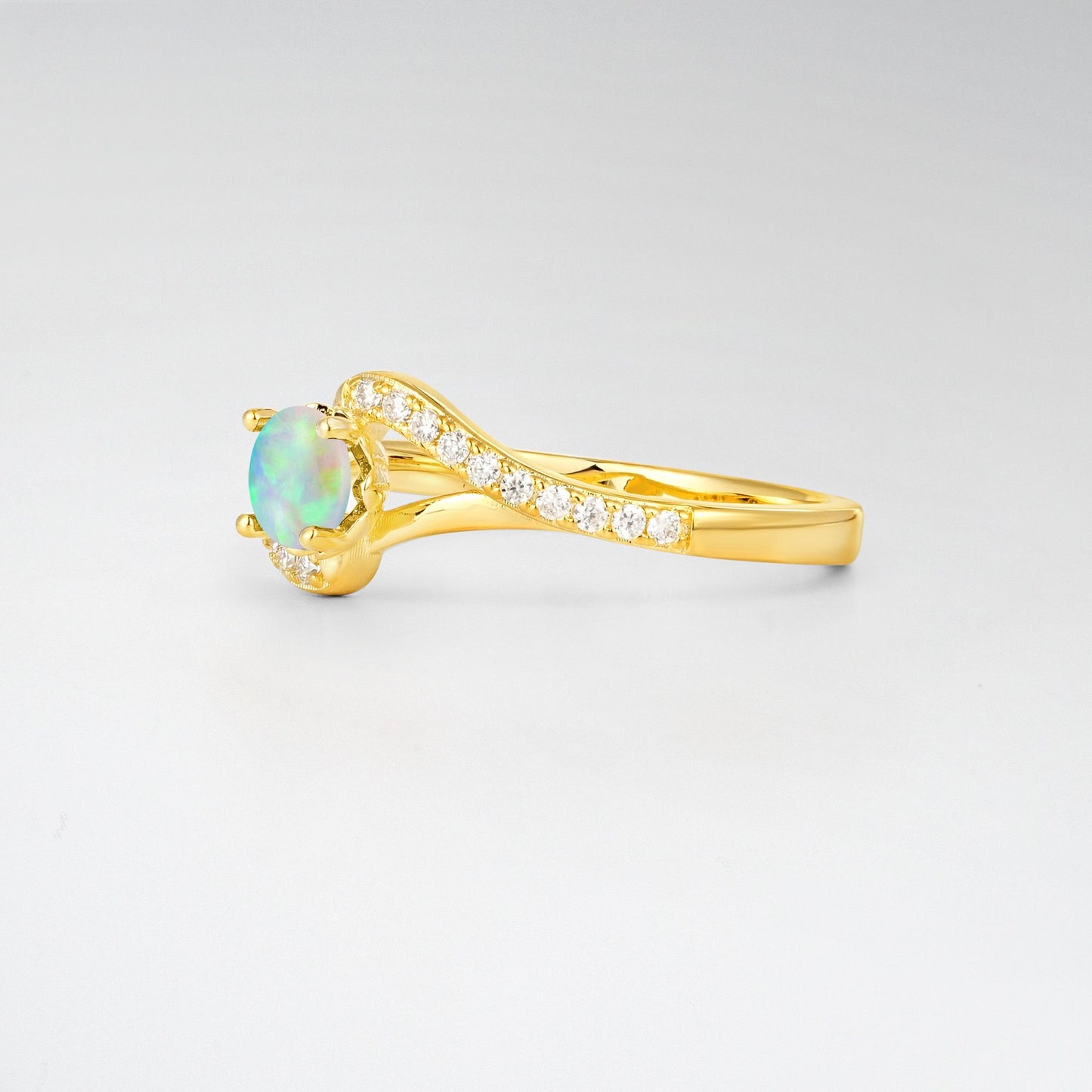 Unique Round Cut Opal Twist Engagement Ring for Her - Additional view
