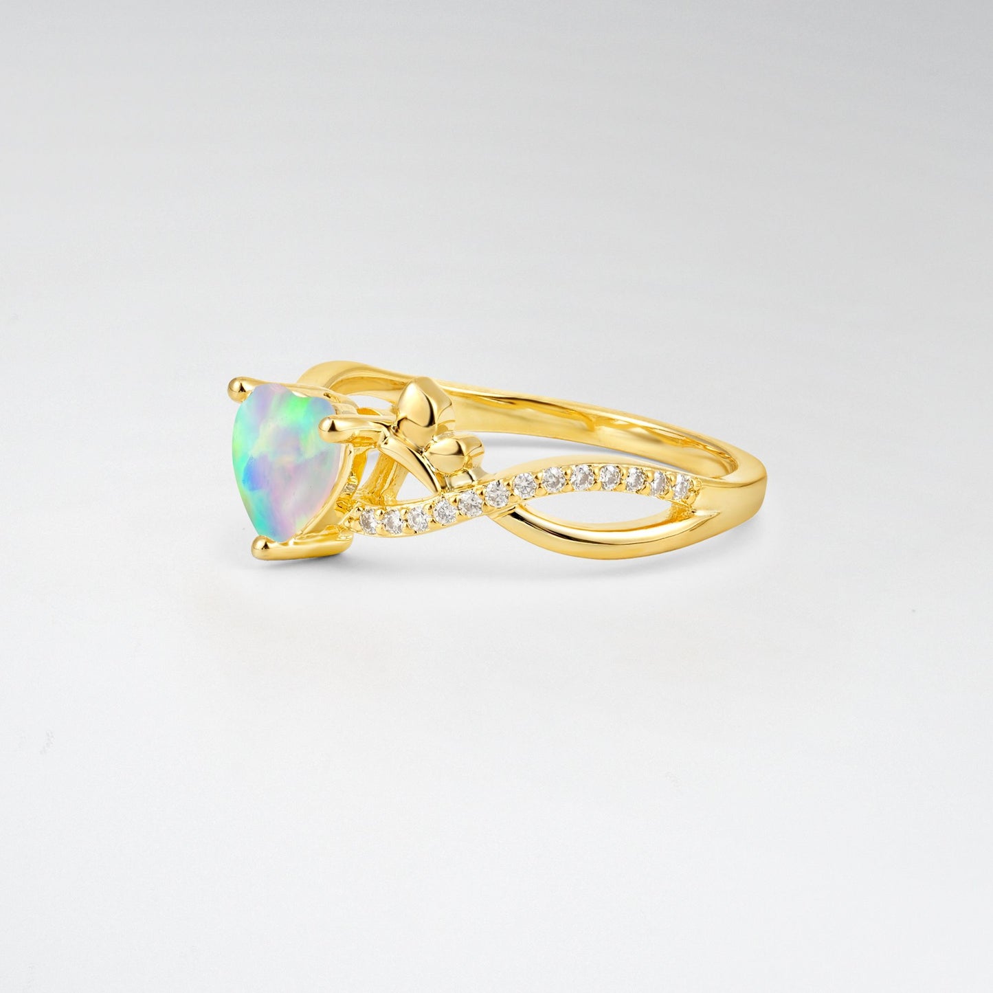 Heart Cut Opal Butterfly Engagement Ring - Additional view