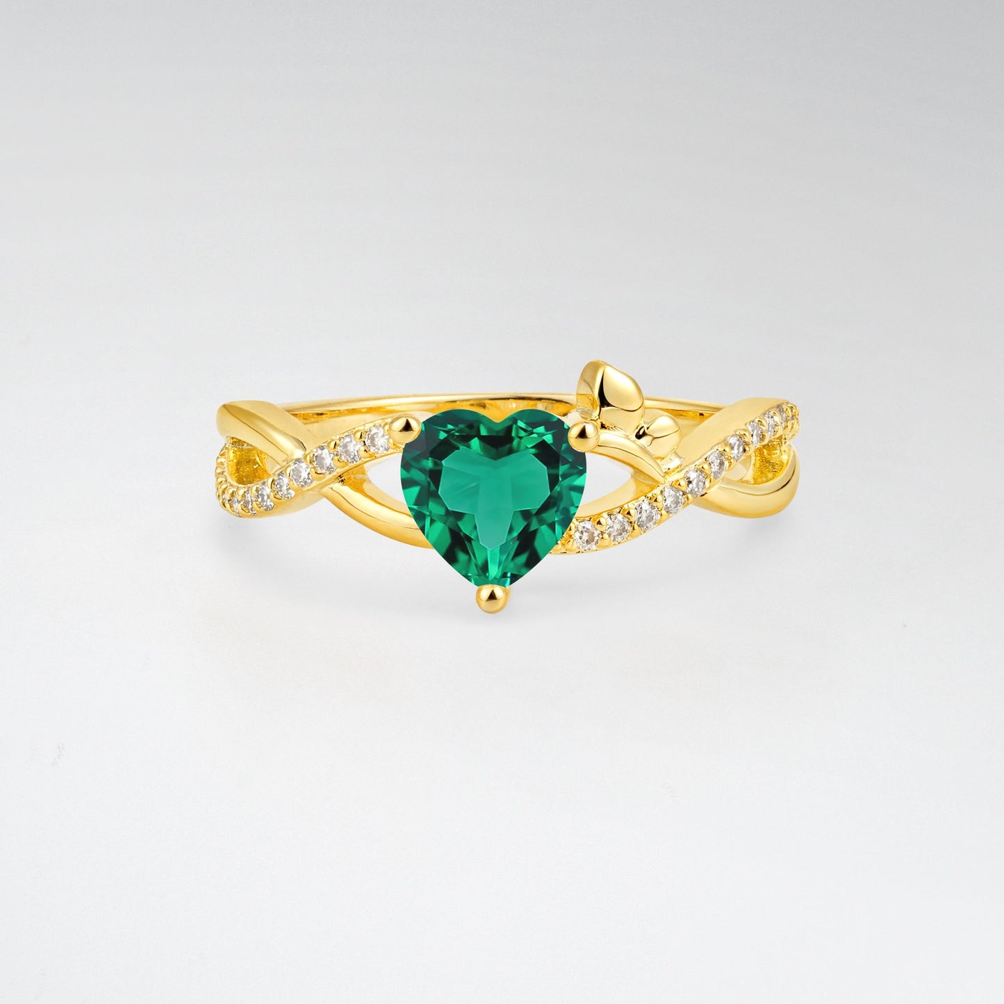 Heart Cut Emerald Butterfly Engagement Ring - Additional view