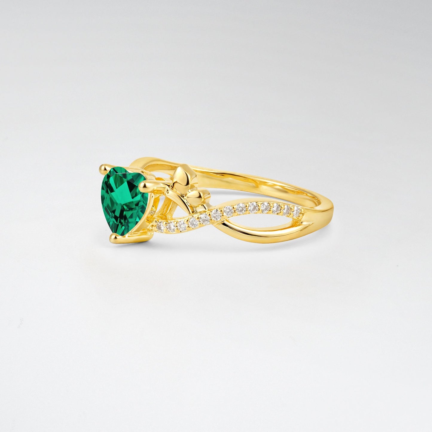 Heart Cut Emerald Butterfly Engagement Ring - Additional view