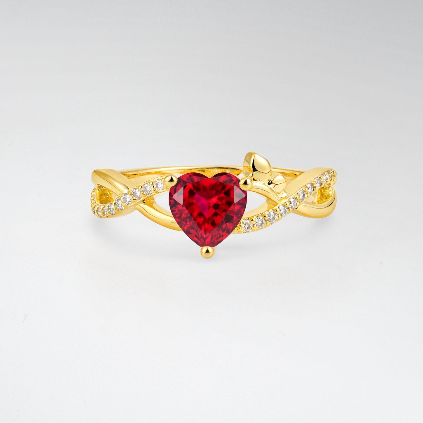 Heart Cut Ruby Butterfly Engagement Ring - Additional view