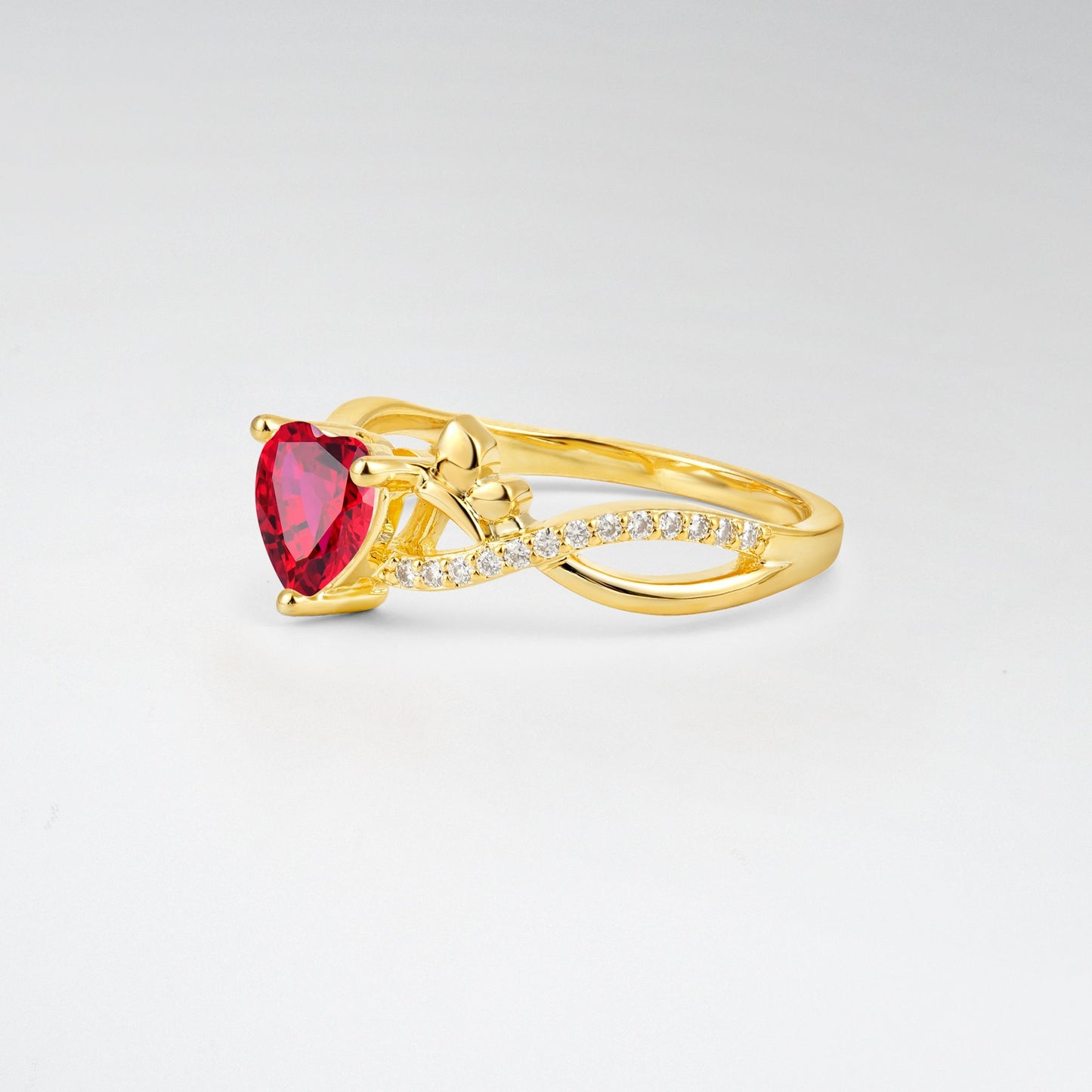 Heart Cut Ruby Butterfly Engagement Ring - Additional view