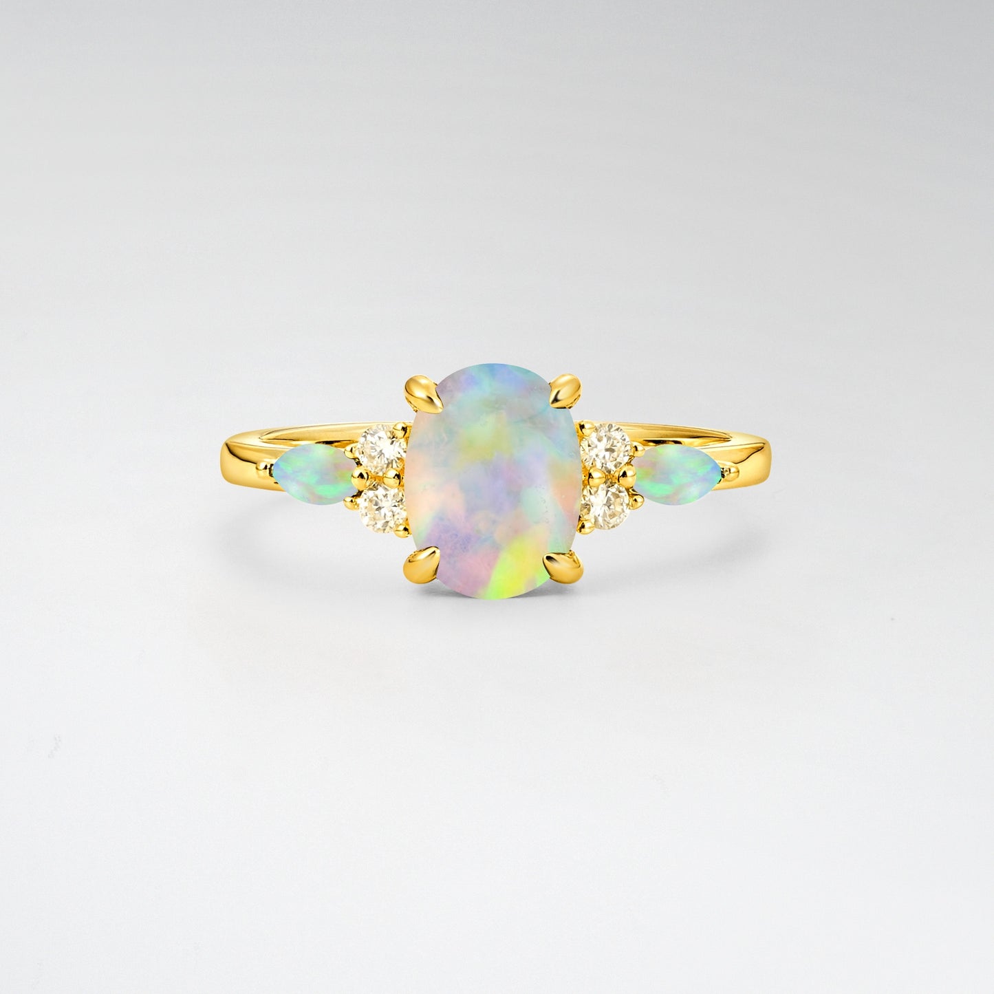 Oval Cut Opal Vintage Cluster Engagement Ring - Additional view