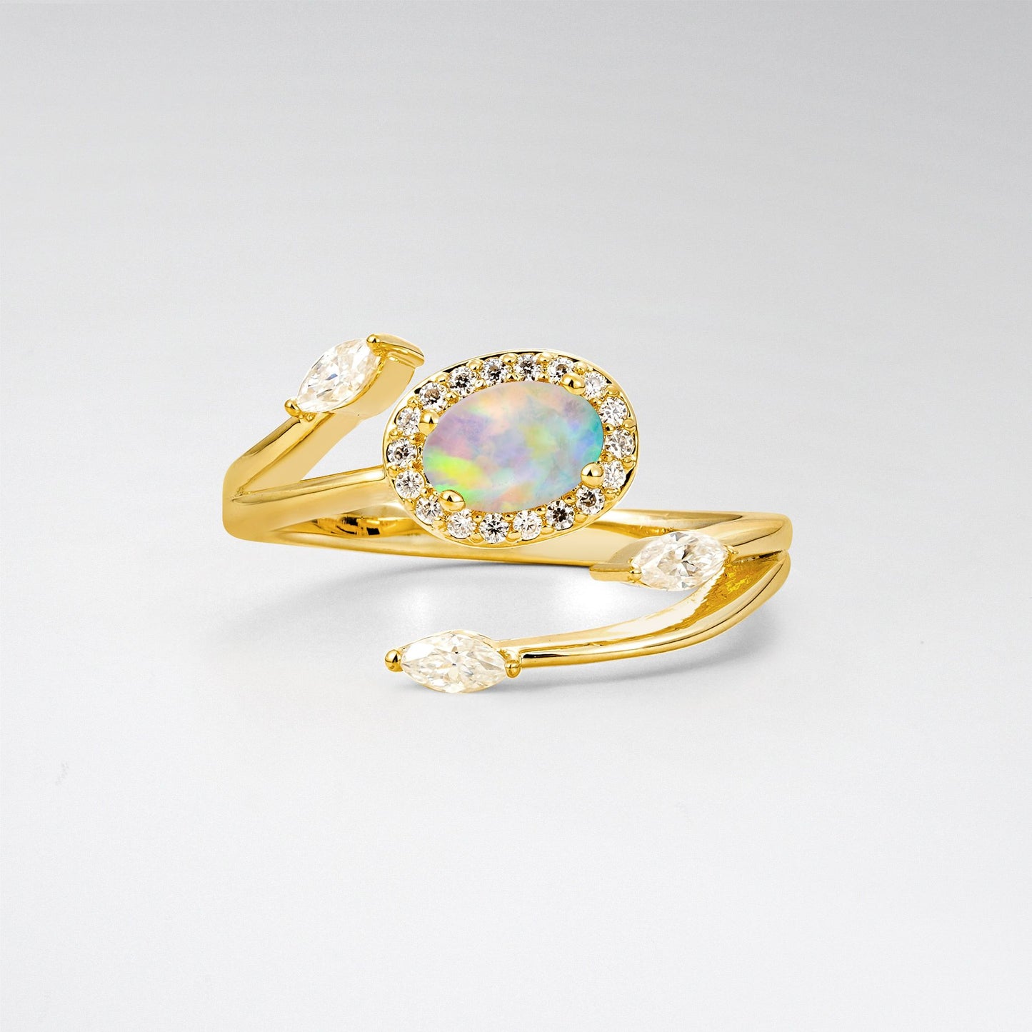 Oval Cut Opal Open Halo Engagement Ring - Additional view