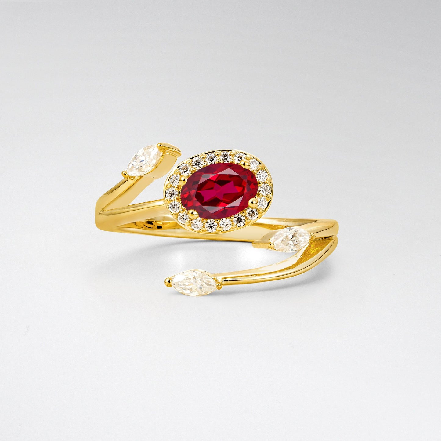 Oval Cut Ruby Open Halo Engagement Ring - Additional view