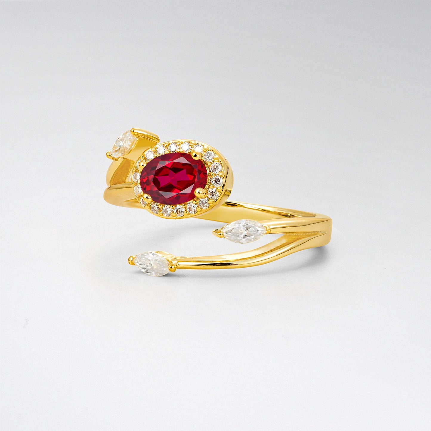 Oval Cut Ruby Open Halo Engagement Ring - Additional view