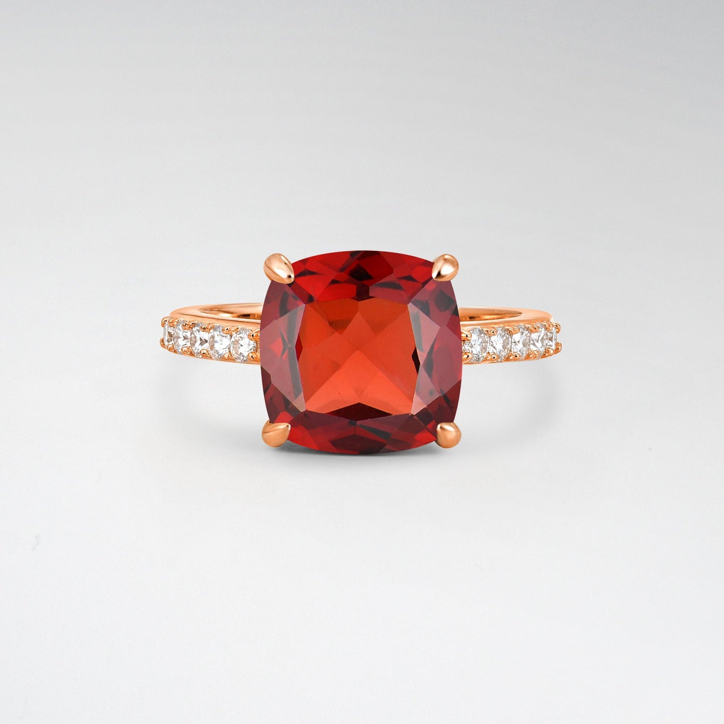 Elongated Cushion Cut Garnet Pave Engagement Ring - Additional view