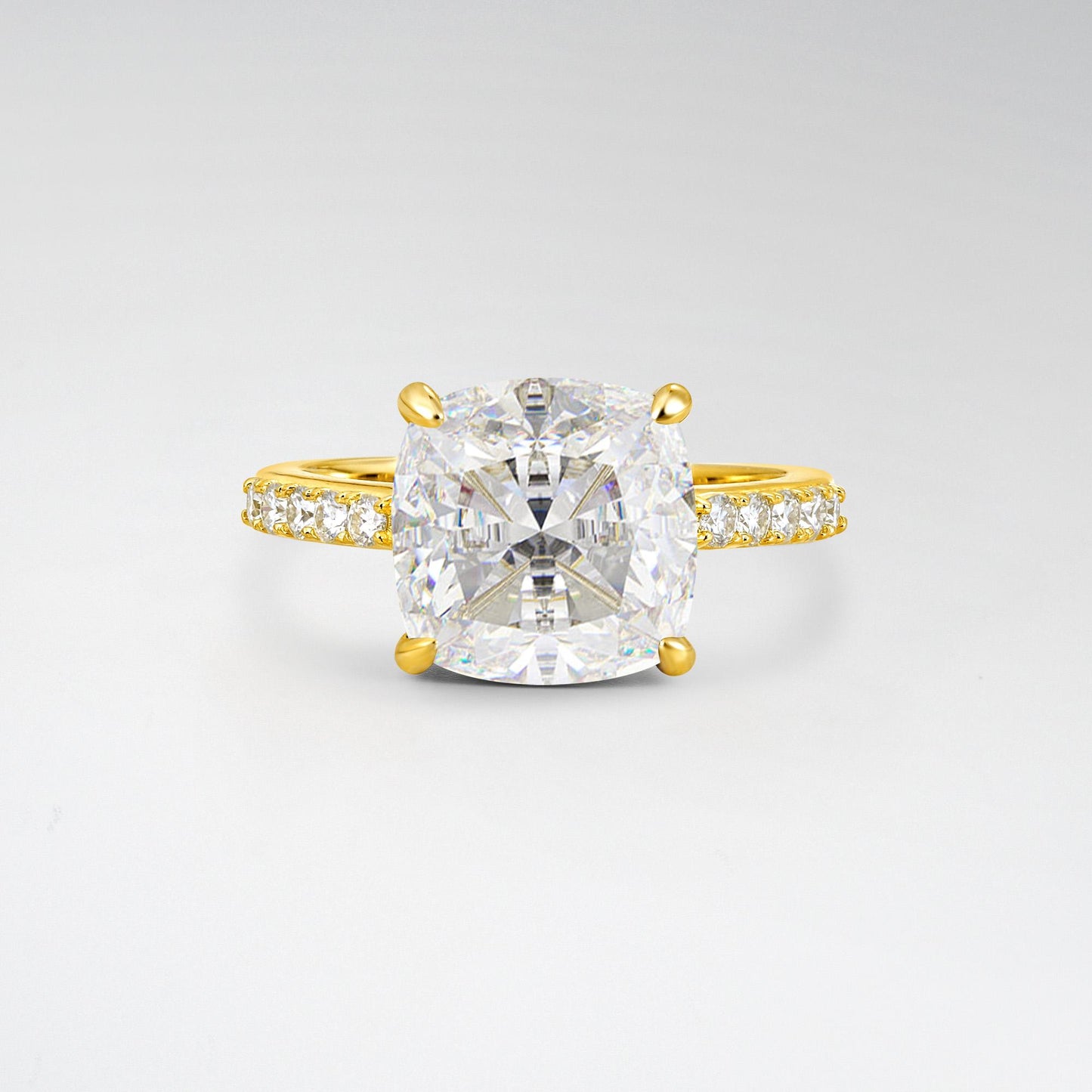 Elongated Cushion Cut Moissanite Pave Engagement Ring - Additional view