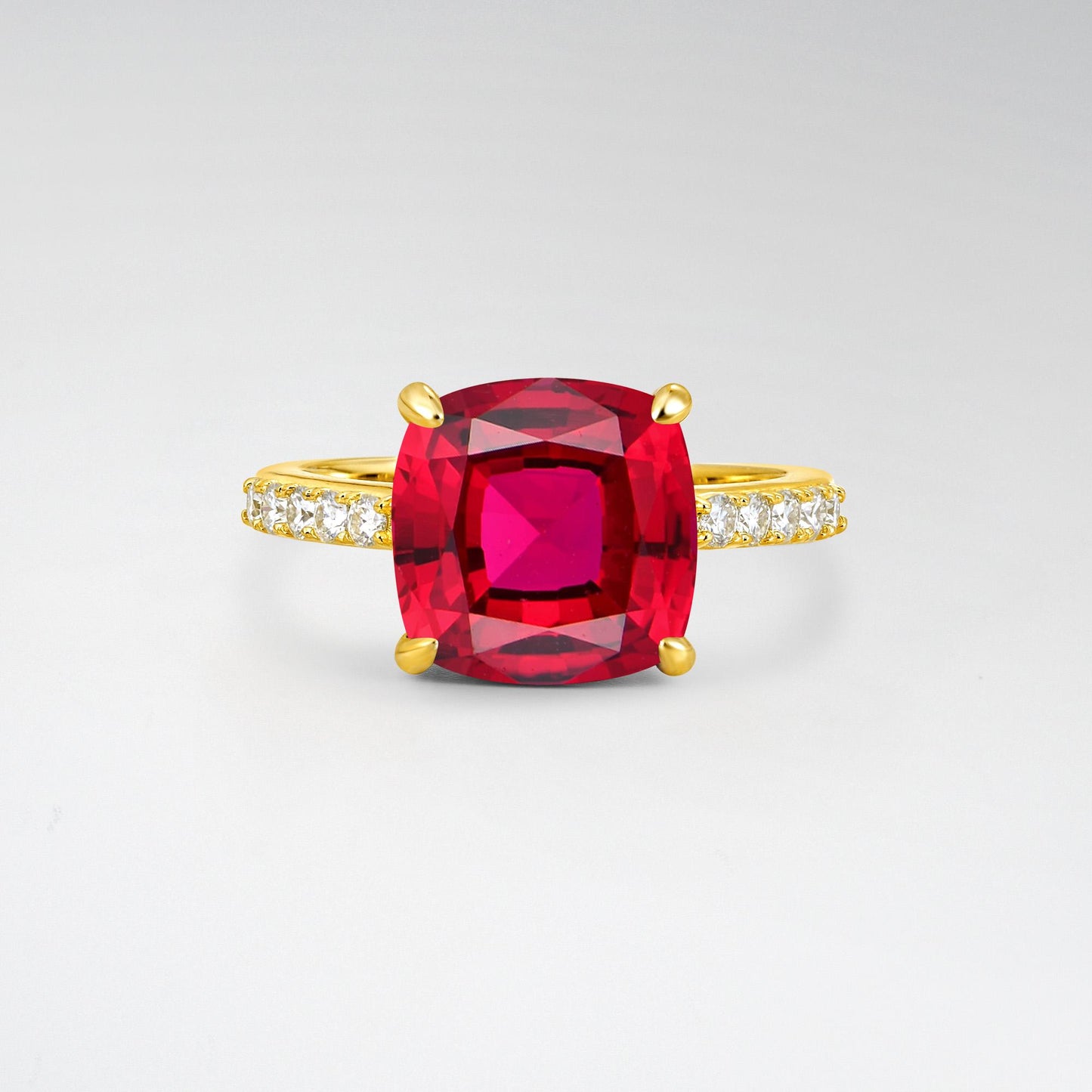 Elongated Cushion Cut Ruby Pave Engagement Ring - Additional view