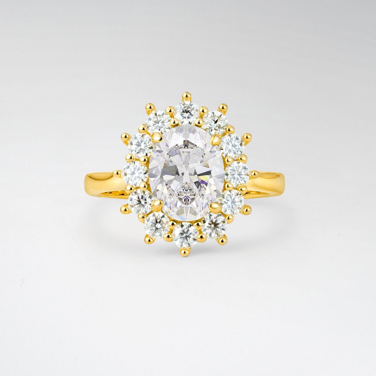 Oval Moissanite Halo Engagement Ring for Women Anniversary - Additional view