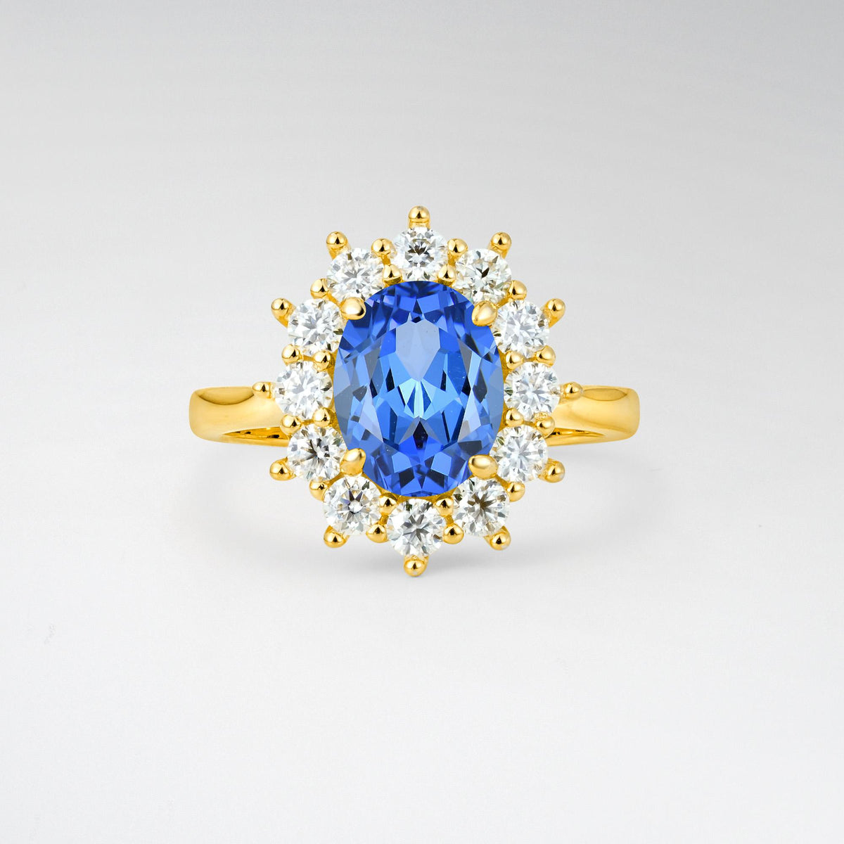 Oval Sapphire Halo Engagement Ring for Women Anniversary - Additional view