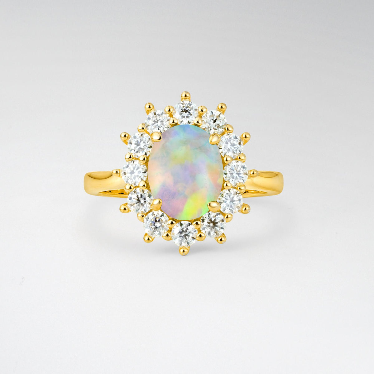 Oval Opal Halo Engagement Ring for Women Anniversary - Additional view