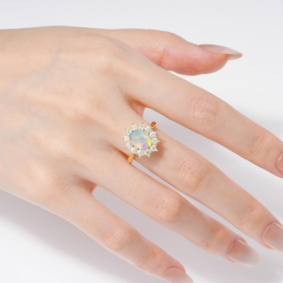 Oval Opal Halo Engagement Ring for Women Anniversary - Additional view