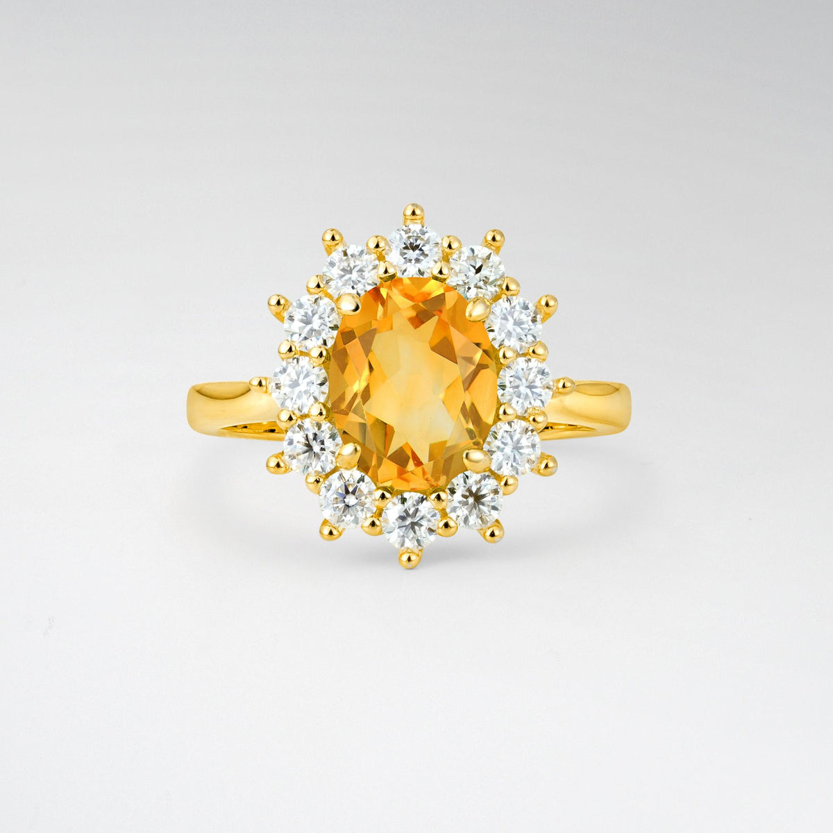 Oval Citrine Halo Engagement Ring for Women Anniversary - Additional view
