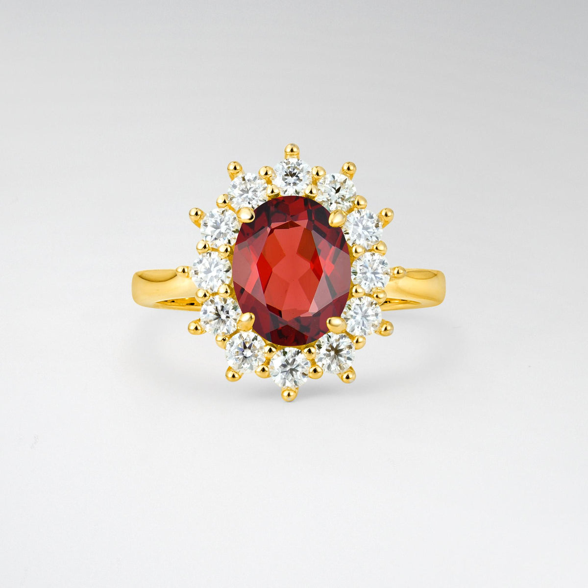 Oval Garnet Halo Engagement Ring for Women Anniversary - Additional view