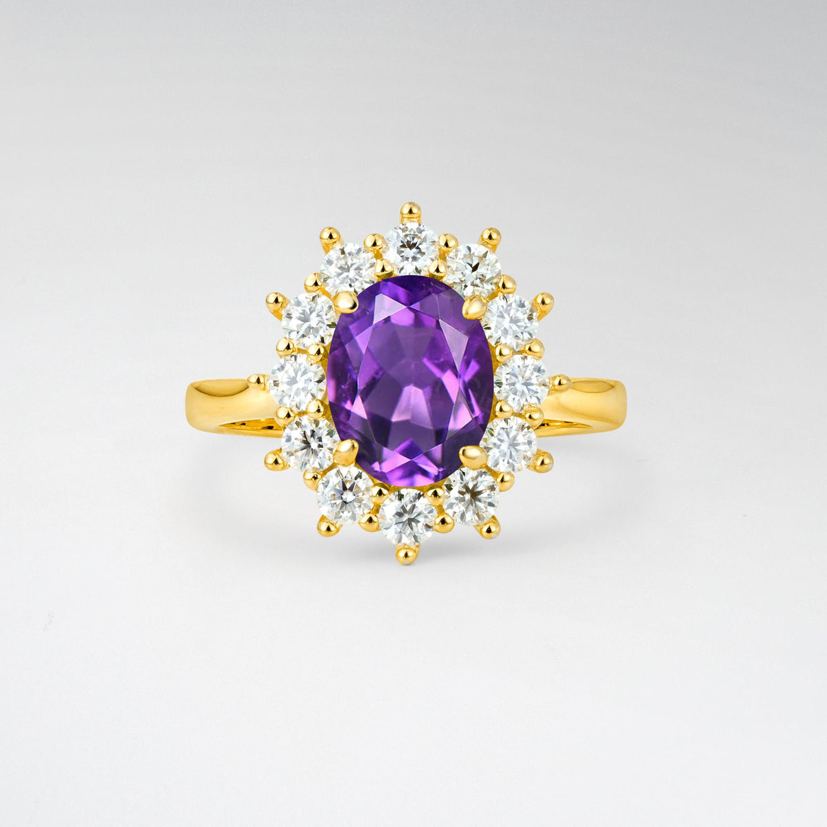 Oval Amethyst Halo Engagement Ring for Women Anniversary - Additional view