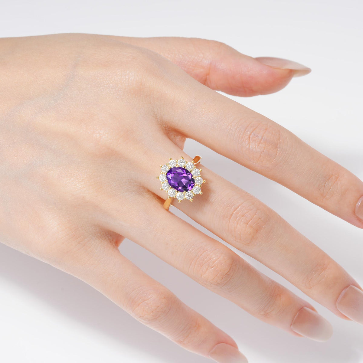 Oval Amethyst Halo Engagement Ring for Women Anniversary - Additional view