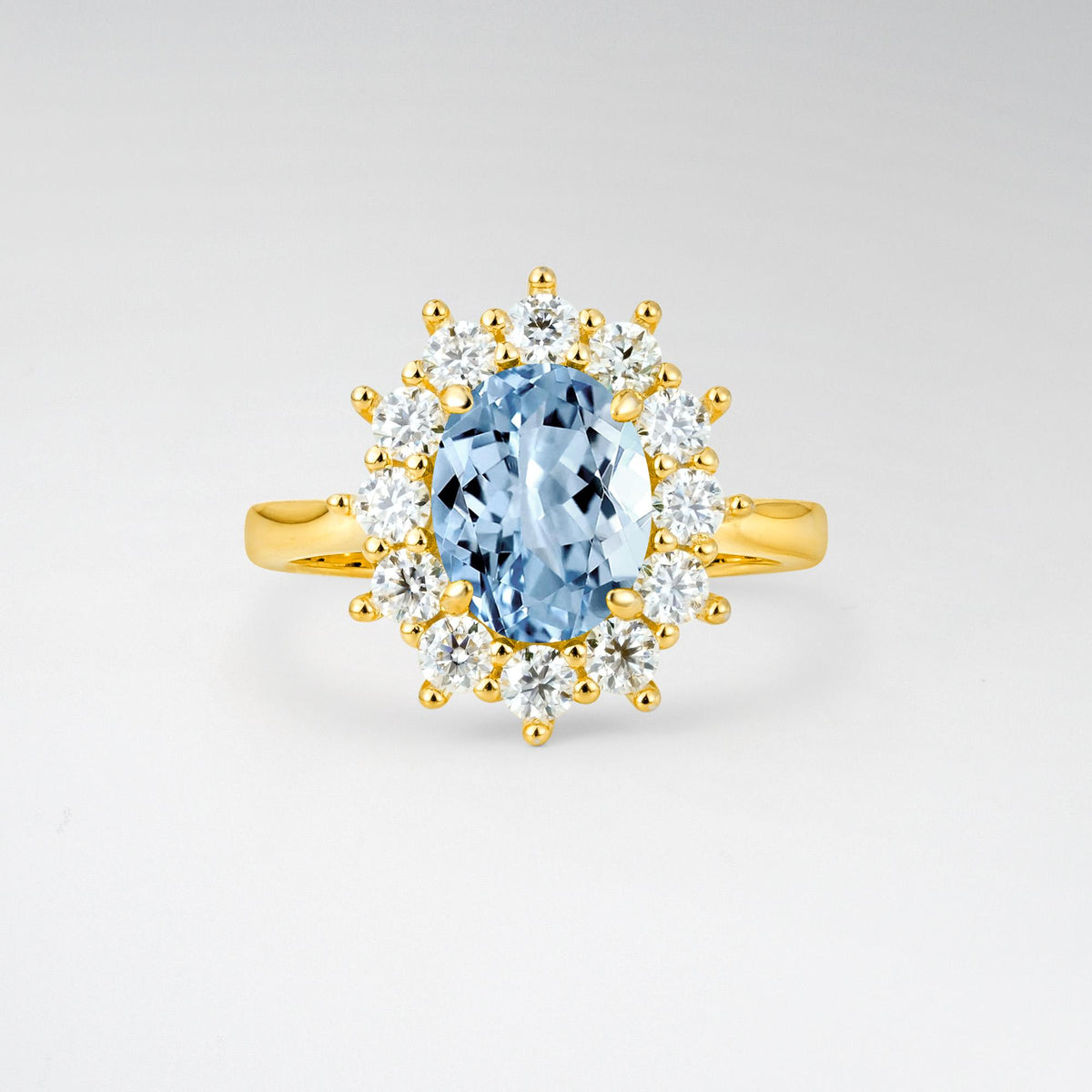 Oval Aquamarine Halo Engagement Ring for Women Anniversary - Additional view