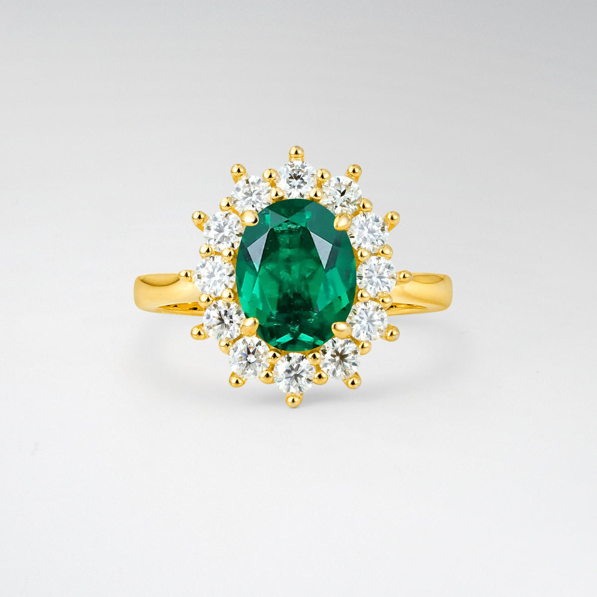 Oval Emerald Halo Engagement Ring for Women Anniversary - Additional view