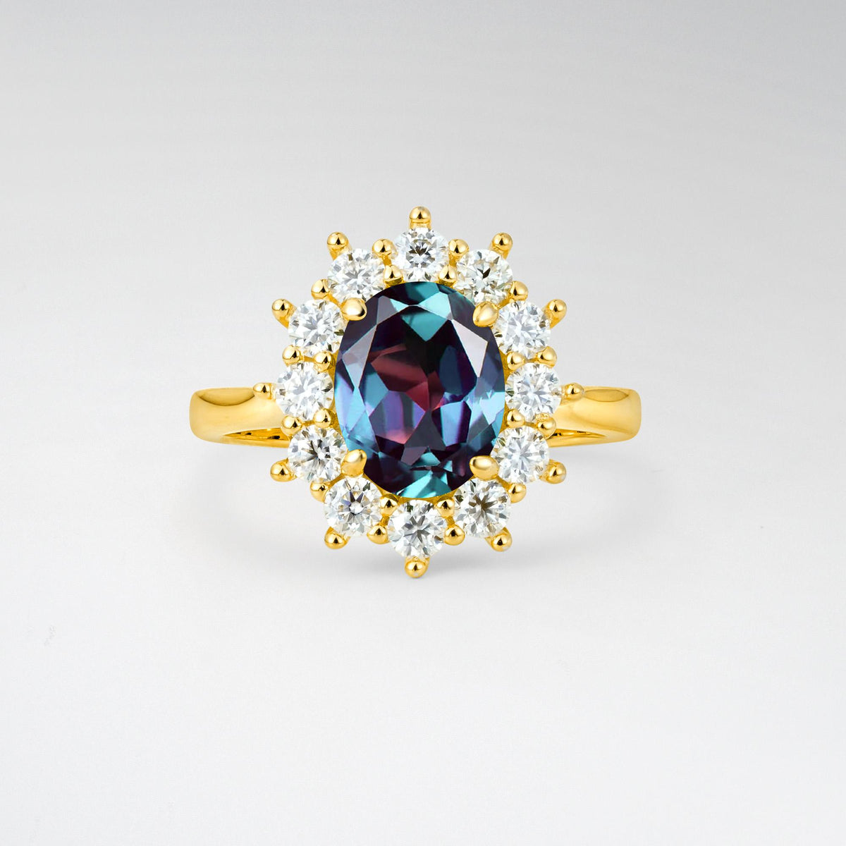 Oval Alexandrite Halo Engagement Ring for Women Anniversary - Additional view