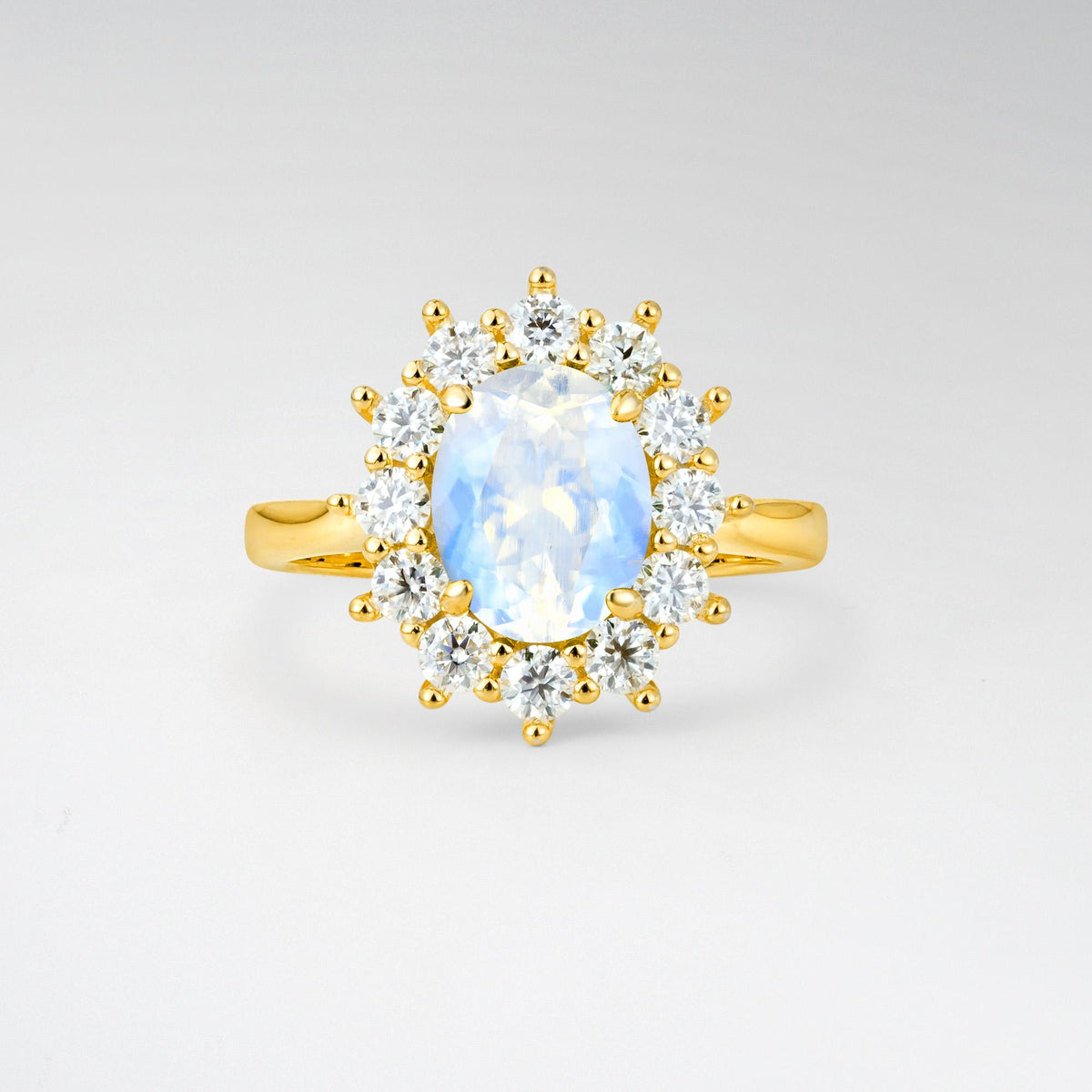 Oval Moonstone Halo Engagement Ring for Women Anniversary - Additional view