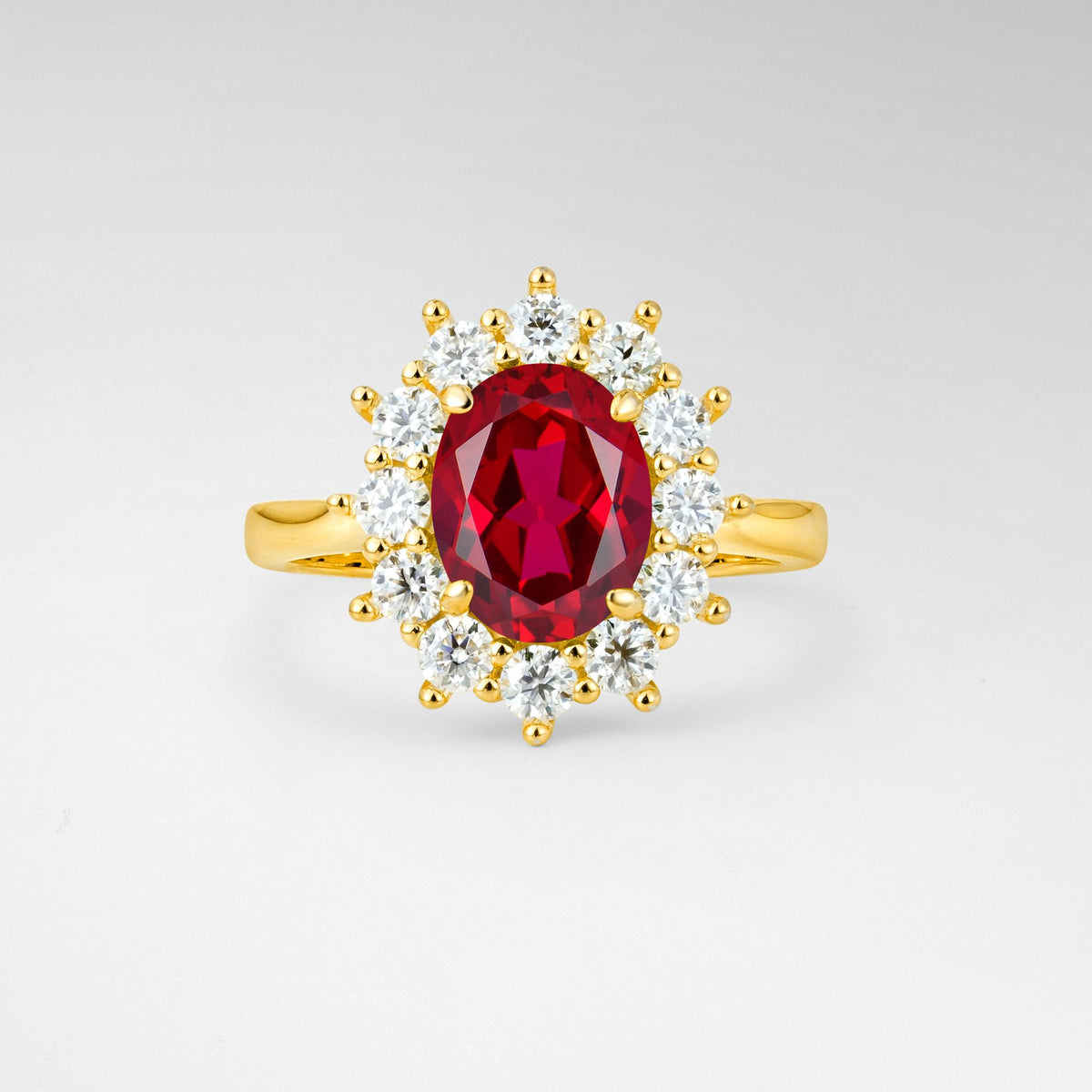 Oval Ruby Halo Engagement Ring for Women Anniversary - Additional view