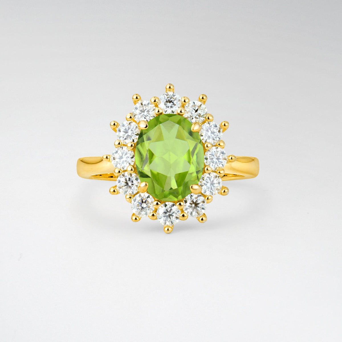 Oval Peridot Halo Engagement Ring for Women Anniversary - Additional view