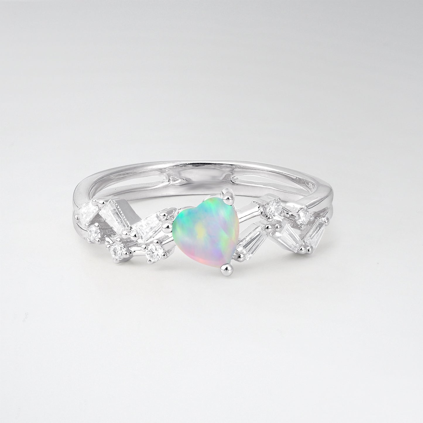 Vintage Art Deco Pear Cut Opal Halo Engagement Ring - Additional view
