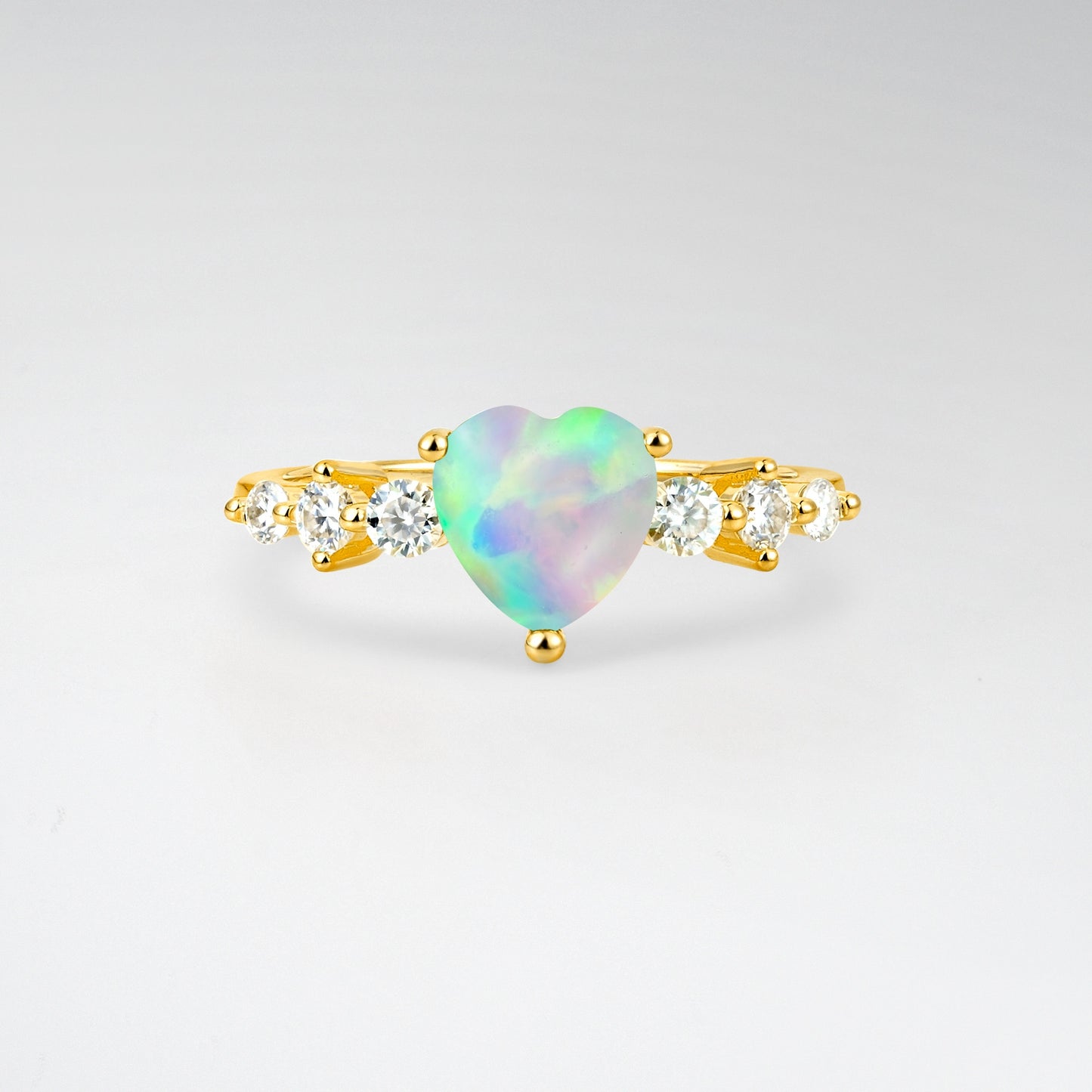 Romantic Heart Cut Accented Opal Engagement Ring - Additional view