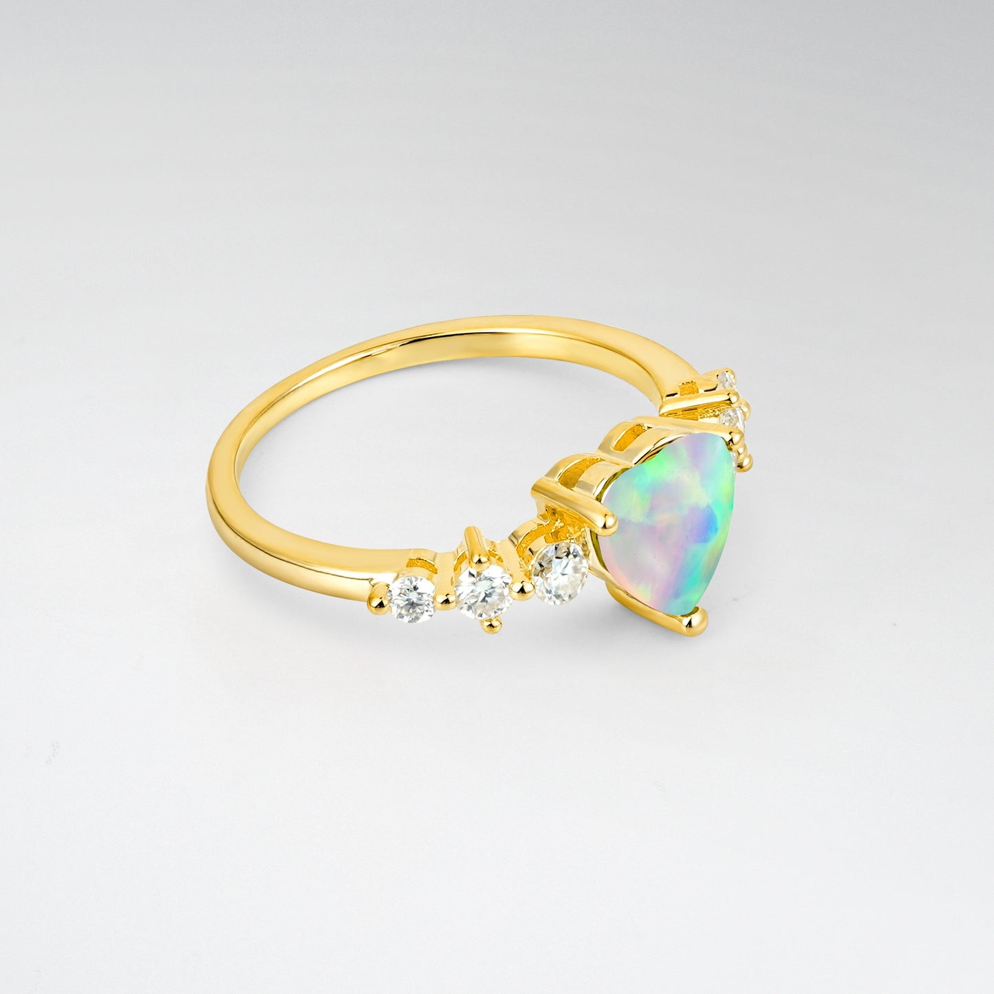Romantic Heart Cut Accented Opal Engagement Ring - Additional view