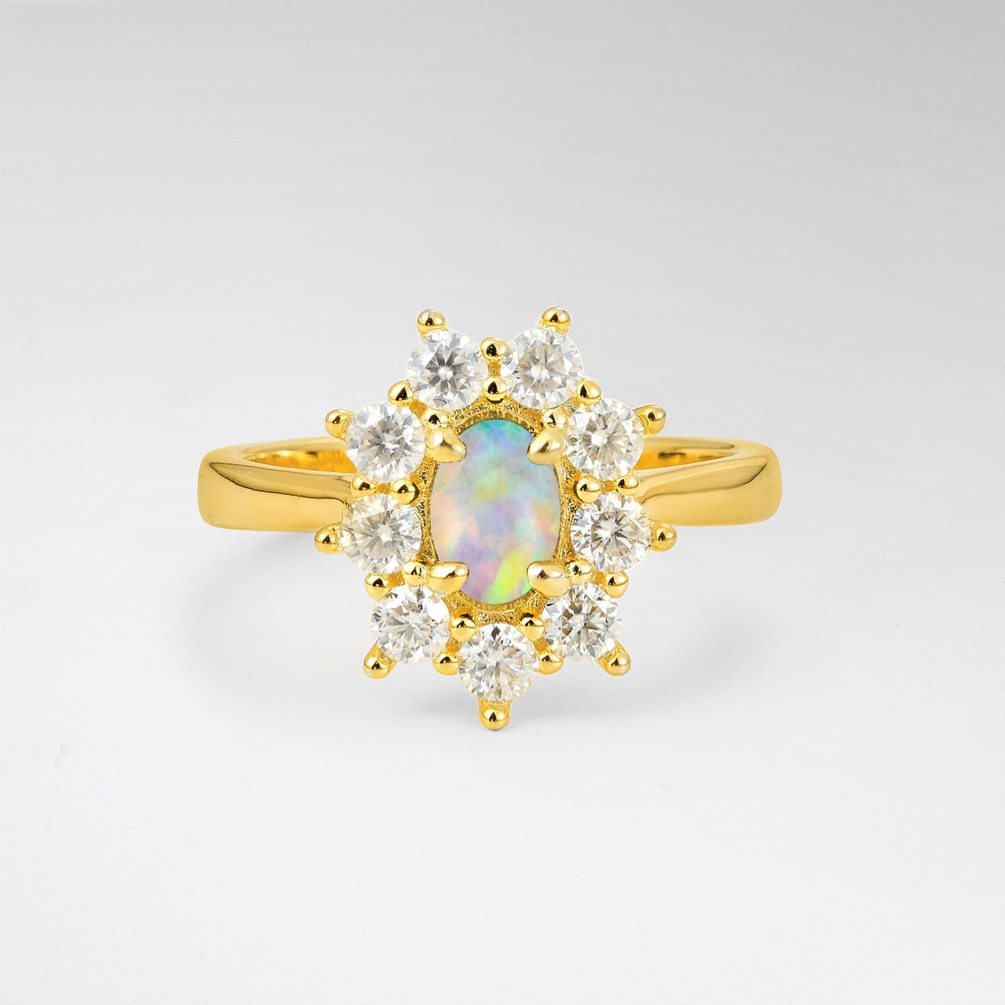 Vintage Oval Cut Opal Cluster Engagement Ring - Additional view